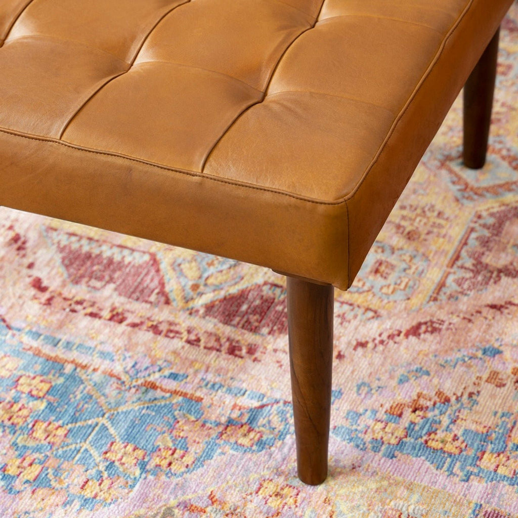 Mark - Tufted Square Genuine Upholstered Ottoman