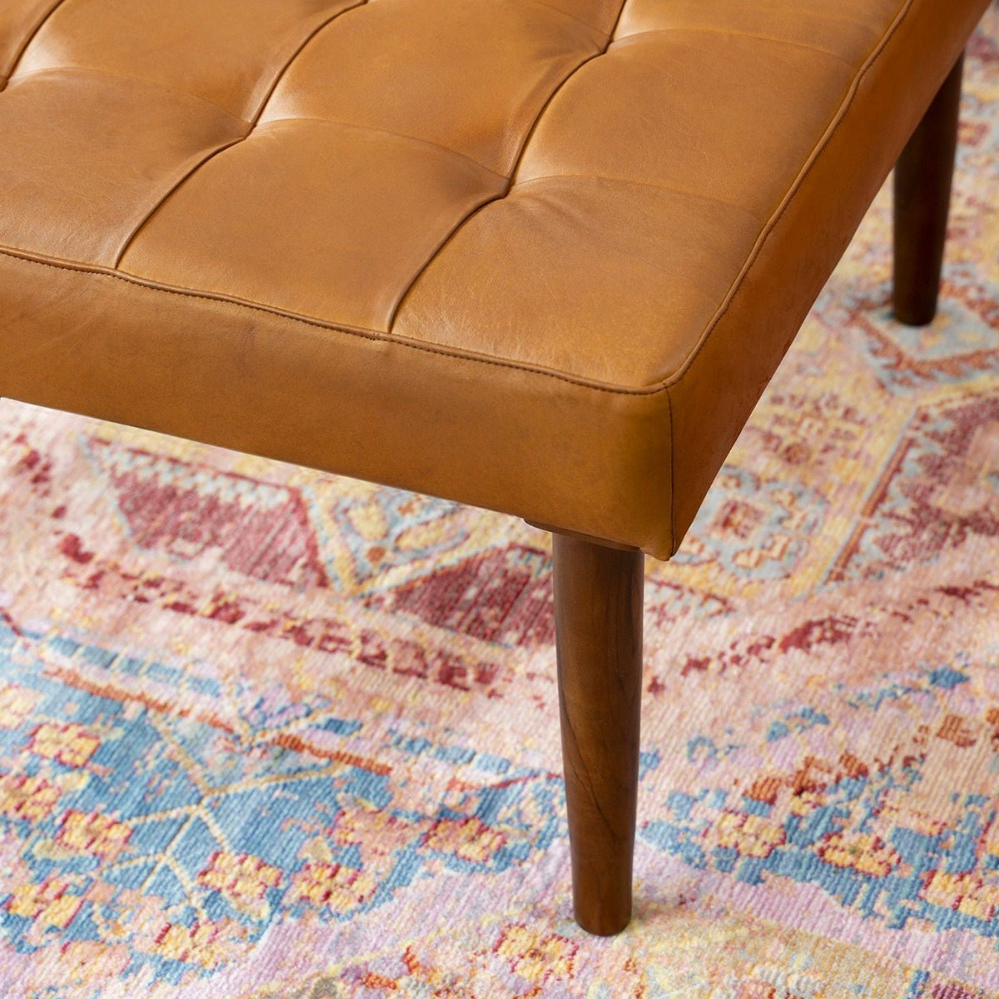 Mark - Tufted Square Genuine Upholstered Ottoman