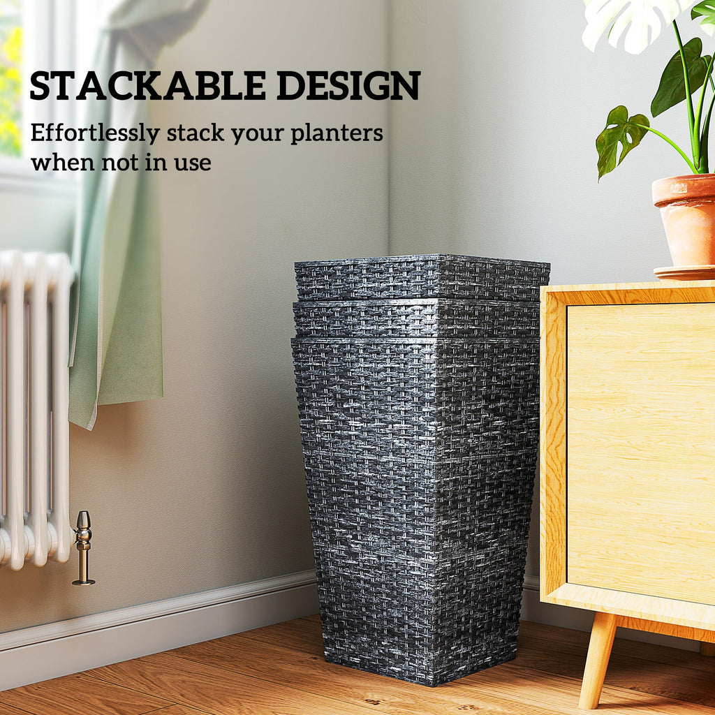 Taper Planters Set of 3 with Drainage Holes for Indoor and Outdoor Use