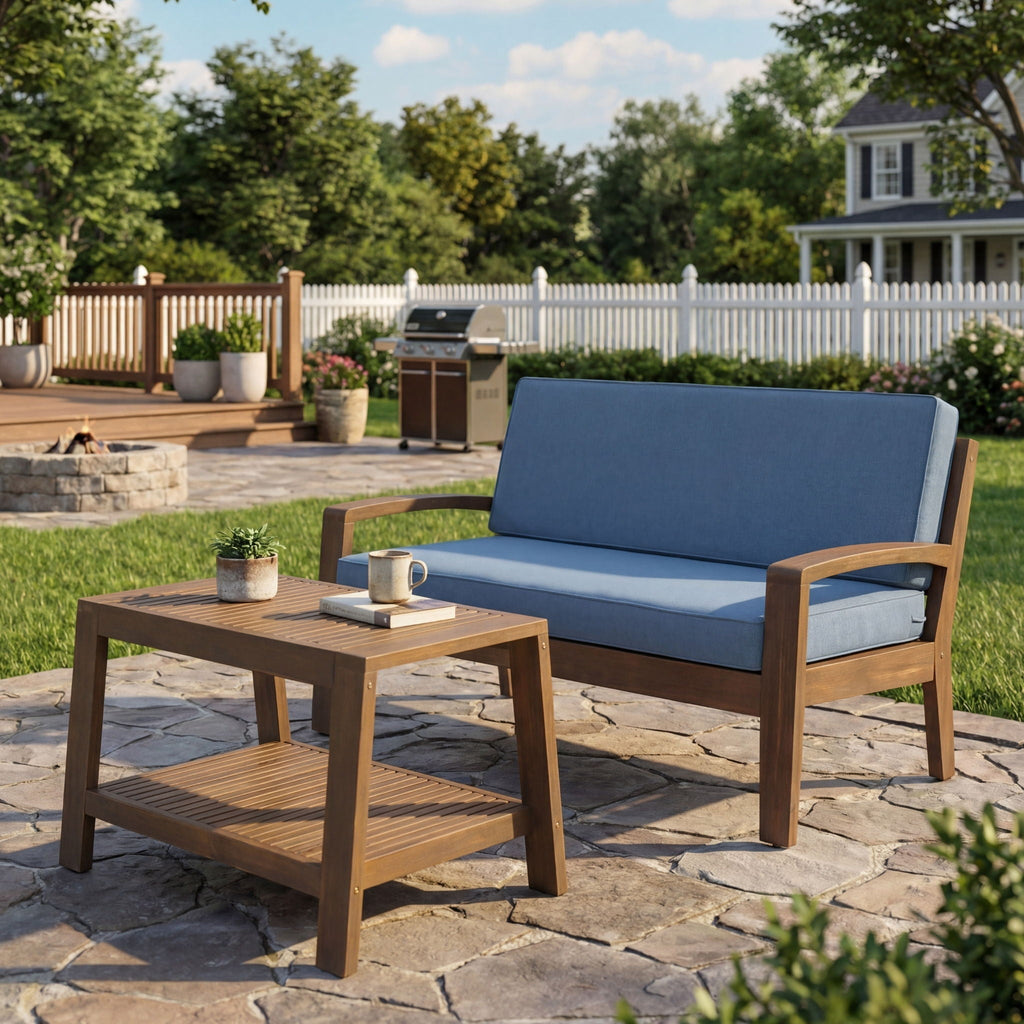 2 Piece Outdoor Conversation Set – Loveseat & Coffee Table with Water-Resistant Cushions