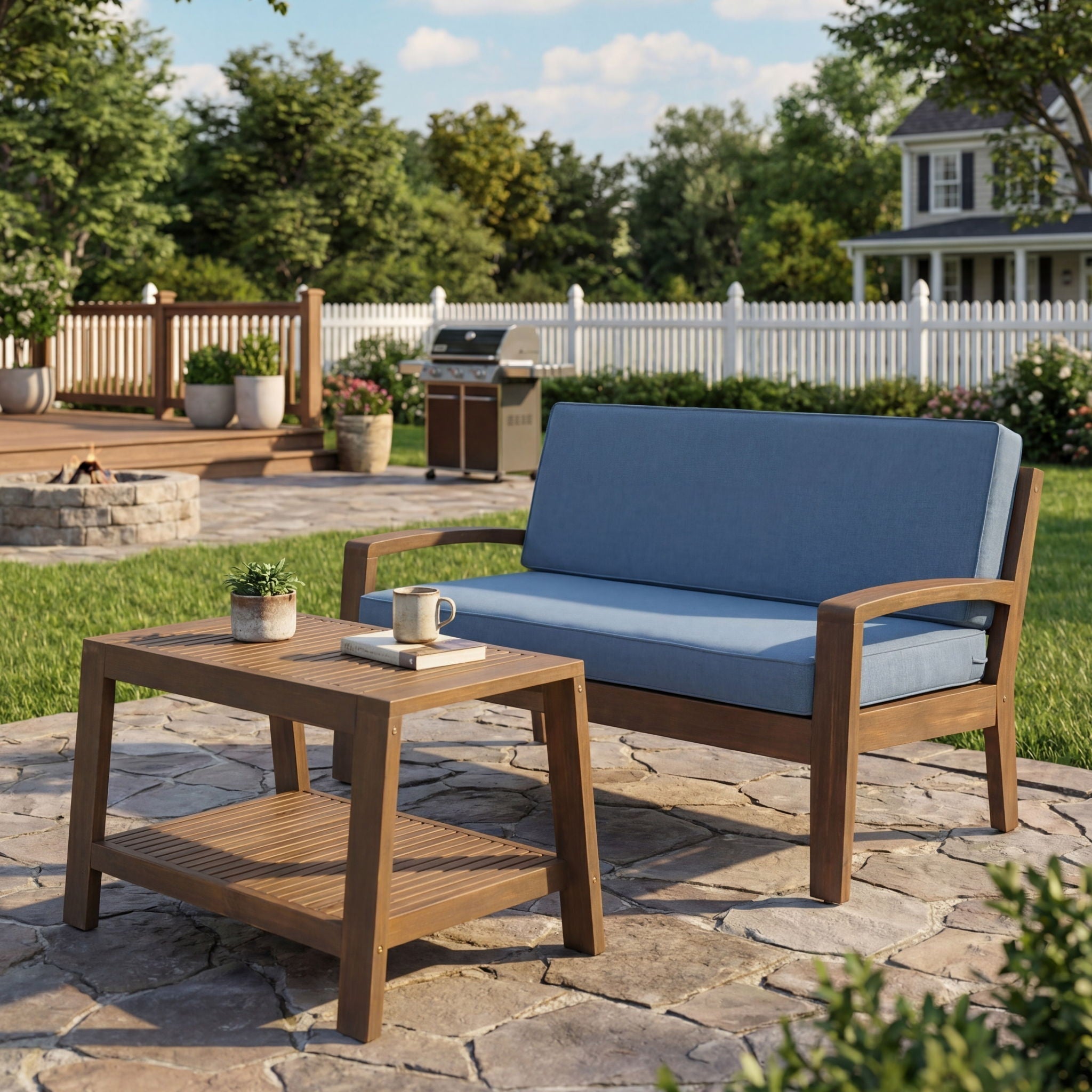 2 Piece Outdoor Conversation Set – Loveseat & Coffee Table with Water-Resistant Cushions