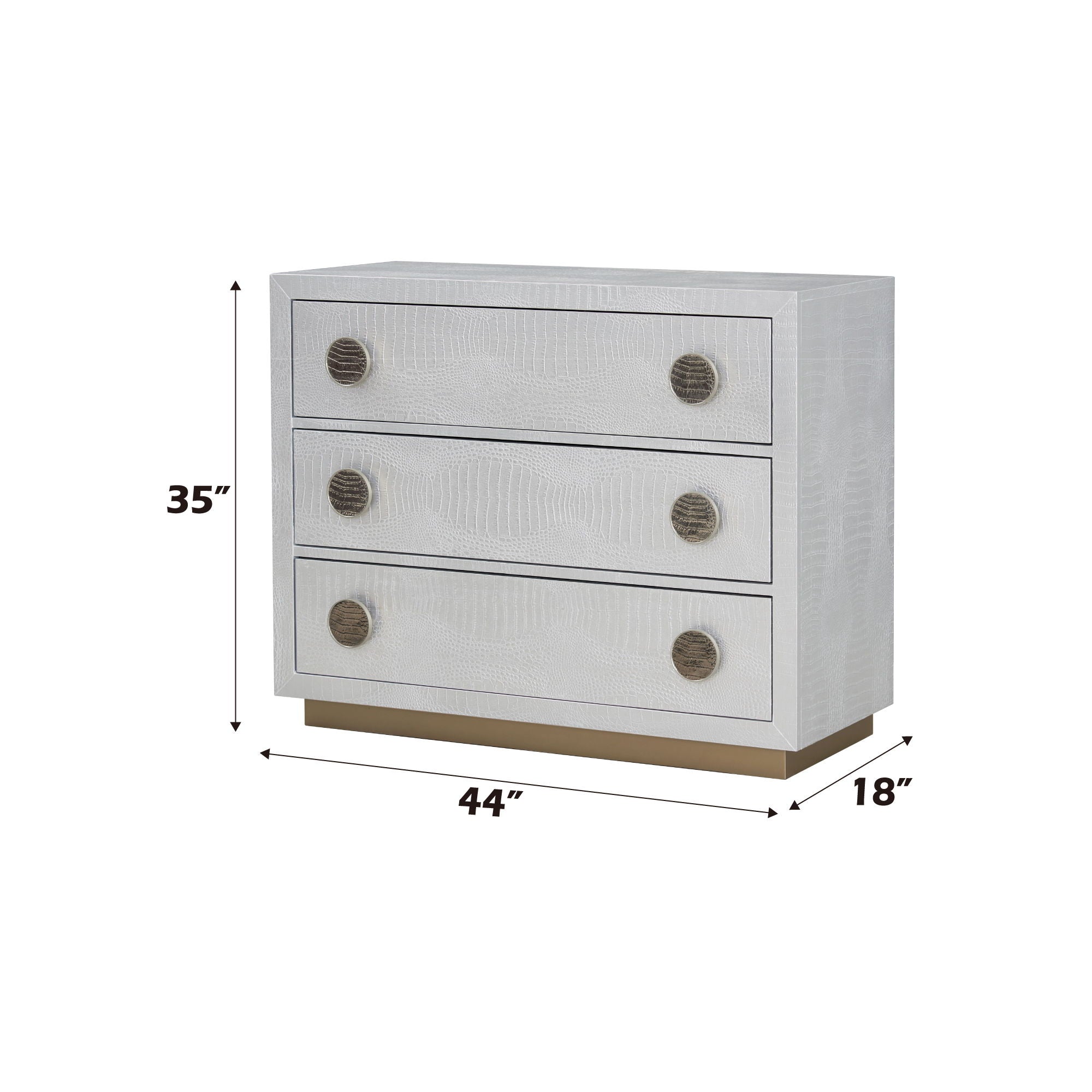 Anpu Faux Crocodile Skin Console Cabinet - Silver