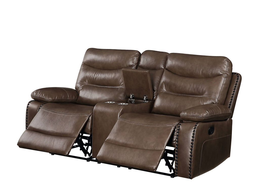 Aashi Leather Gel Match Recliner Loveseat - Brown