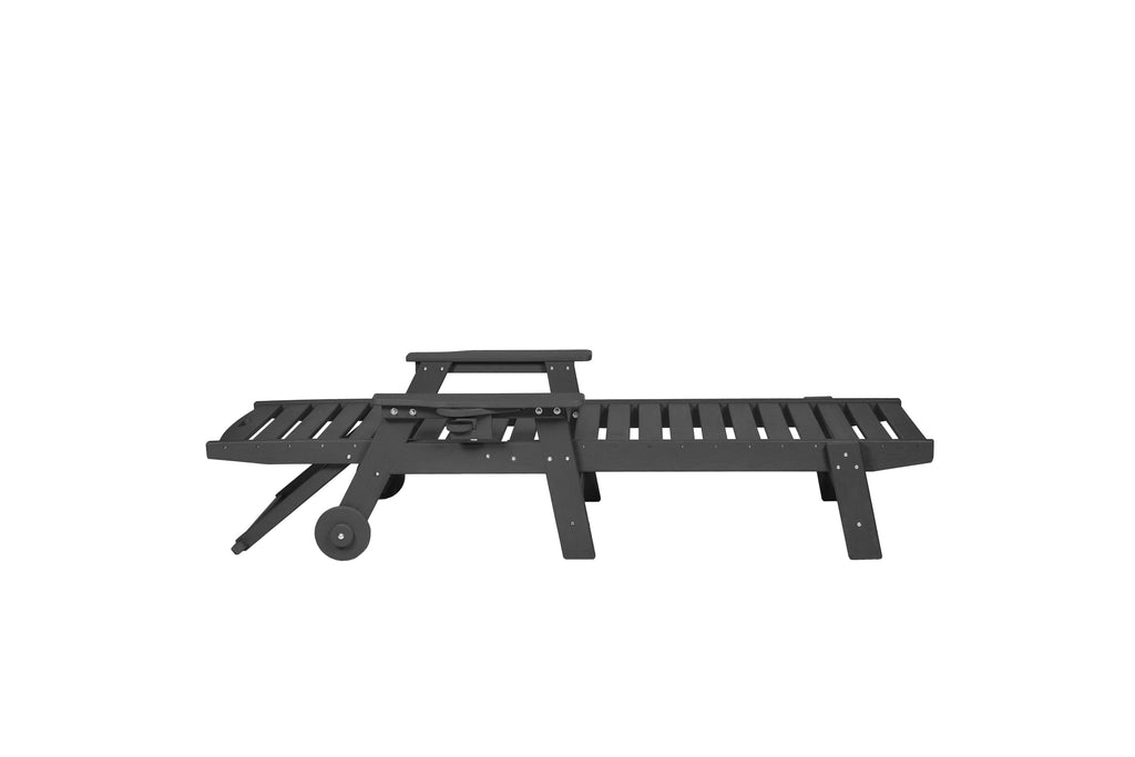 Outdoor Lounge Chair with Wood Texture and Adjustable Backrest