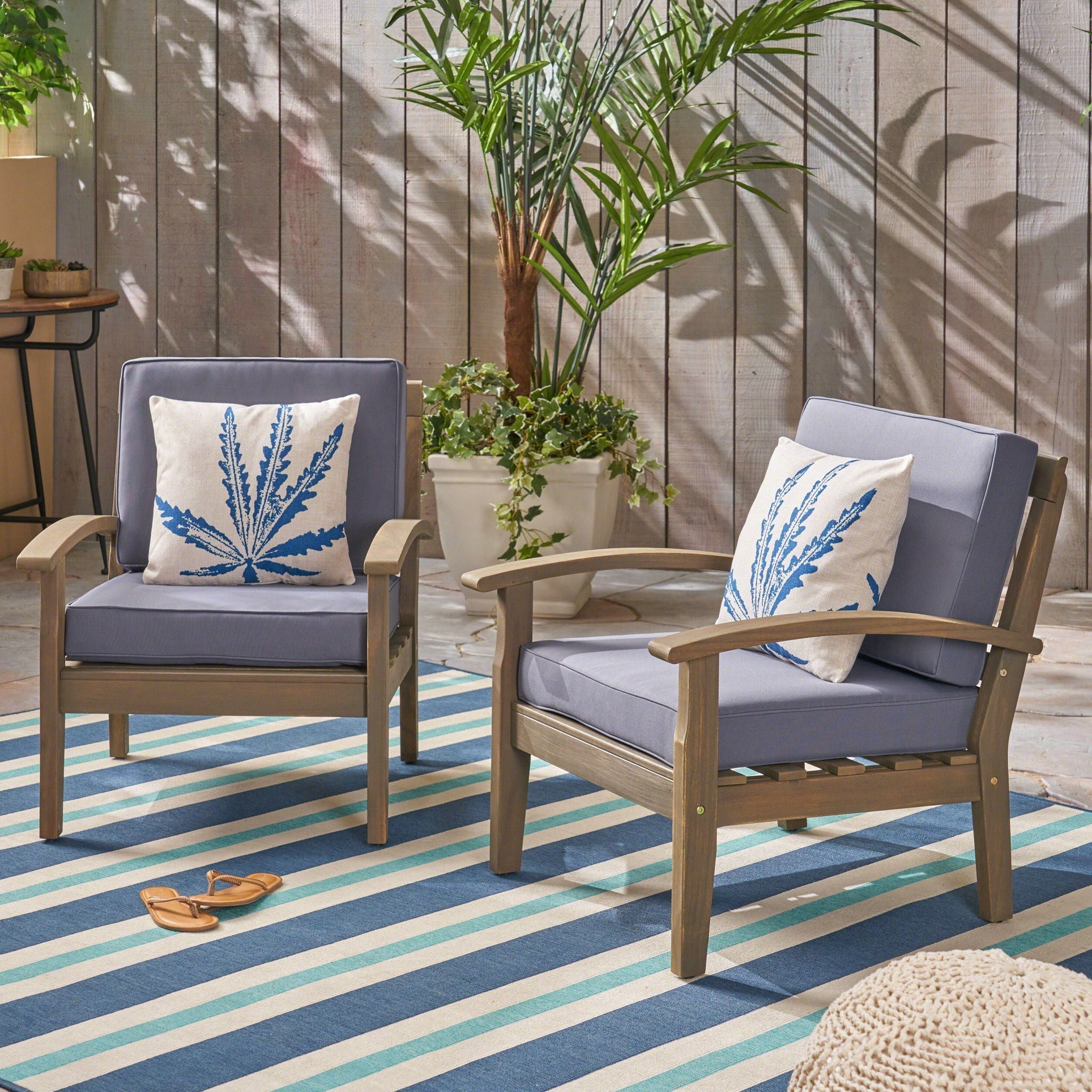 Peyton Club Chair Outdoor Seating Acacia Wood Dark Gray