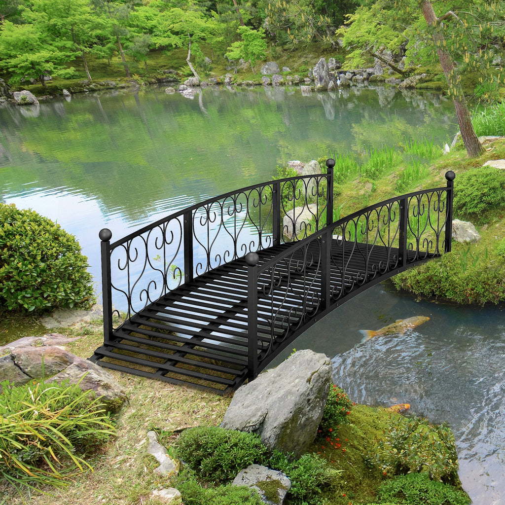 Outsunny 7' Metal Arch Garden Bridge with Safety Siderails