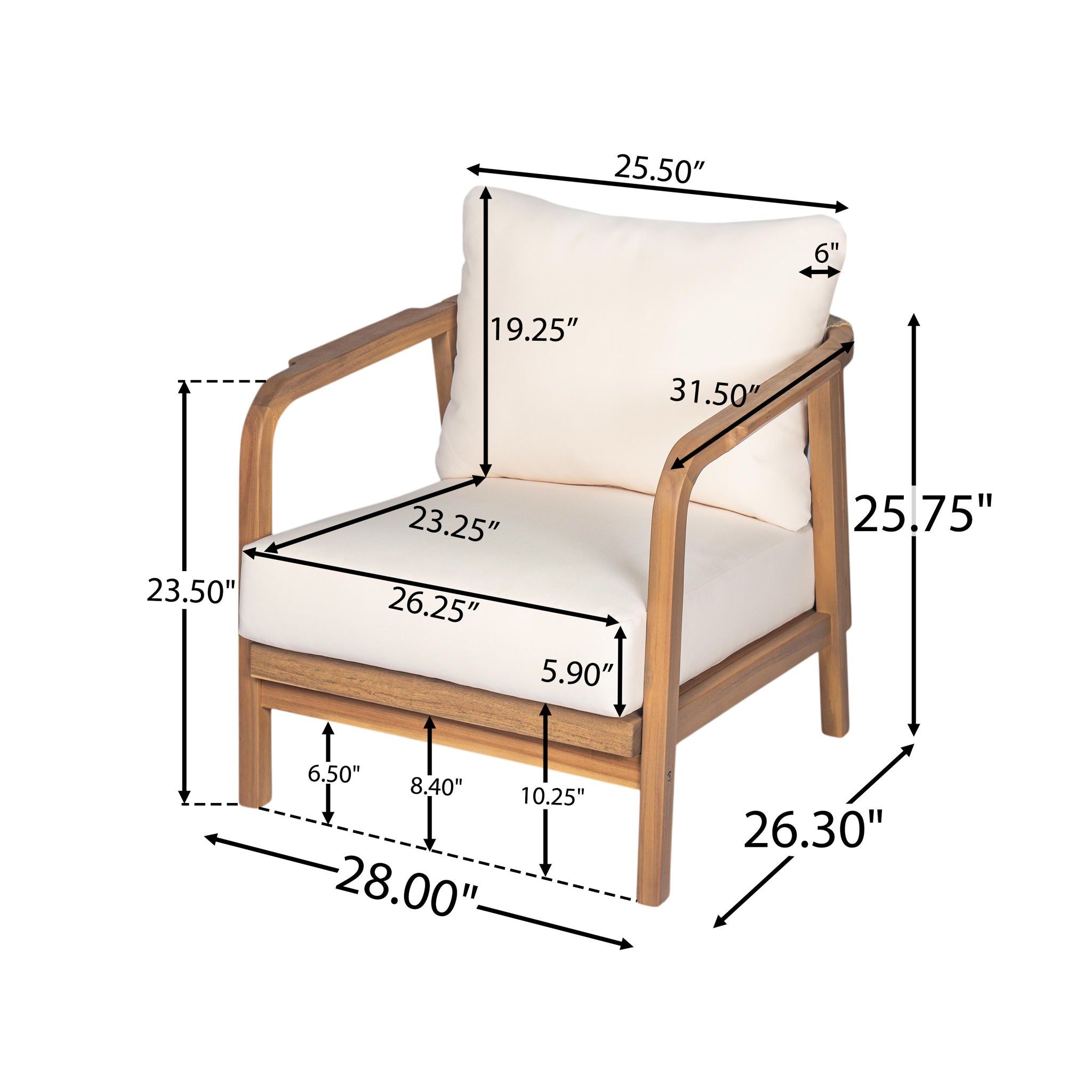 Outdoor Lounge Chair With Woven Backrest and Solid Wood Frame