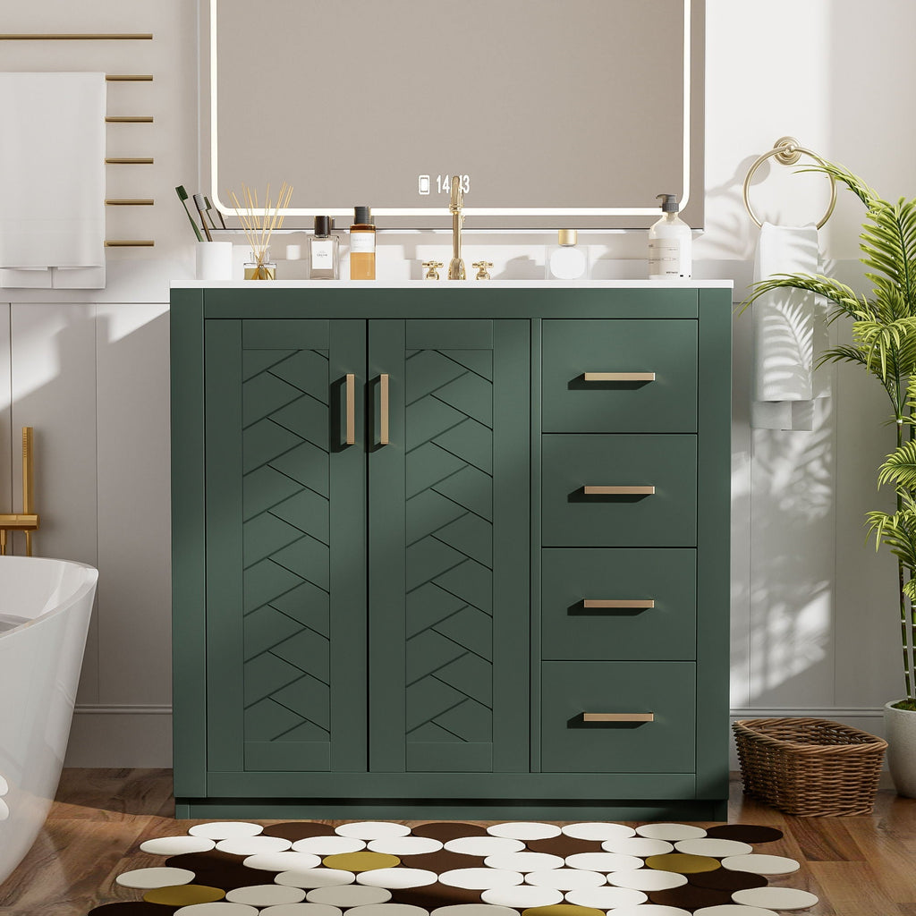 Bathroom Vanity With Sink Combo, Storage Cabinet, Freestanding Set With 3 Drawers & Soft Closing Doors
