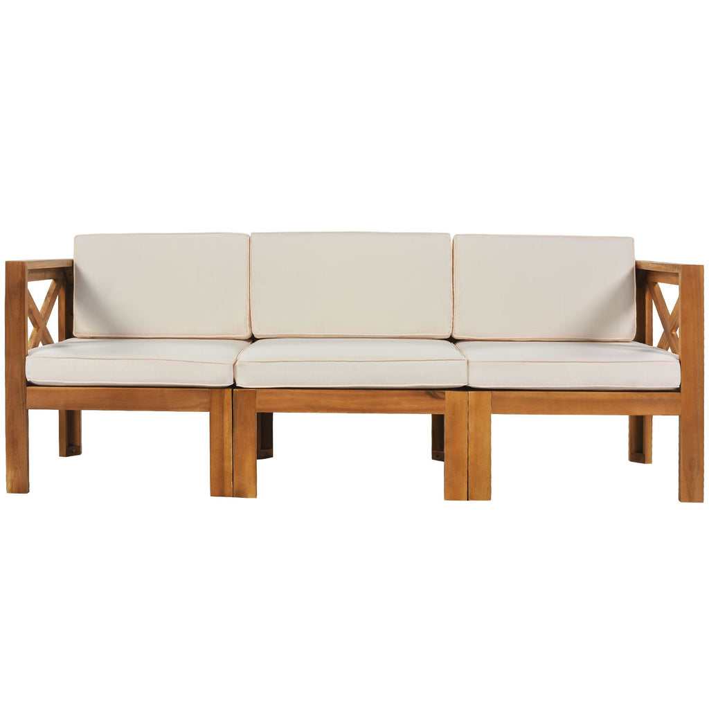 Topmax Outdoor Patio Wood 5-Piece Sectional Sofa Seating Group Set