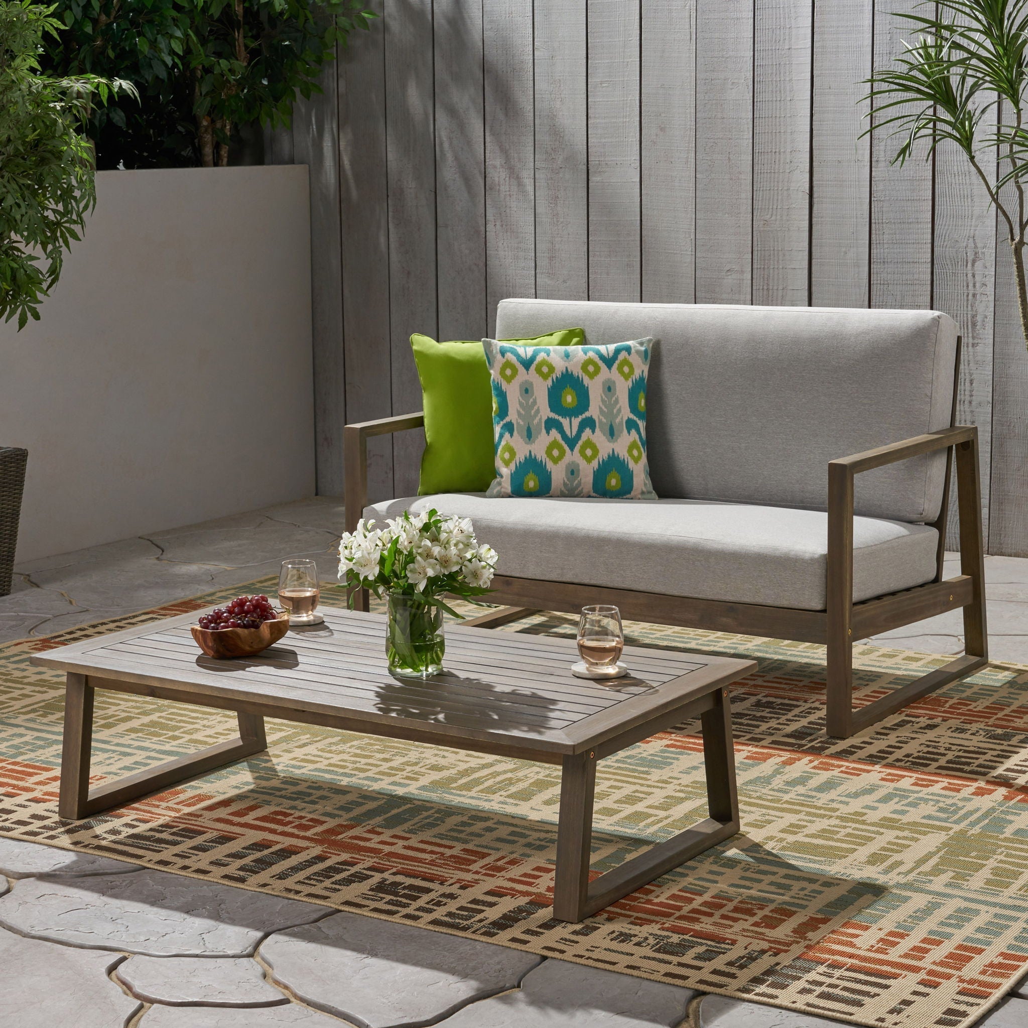 Belgian Loveseat & Coffee Table Set With Water Resistant Cushions