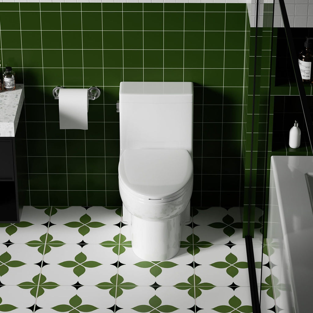 Gloss Tornado Flush 1 Piece Elongated Toilet With Siphonic Side Press, ADA Comfort Chair Height - Gloss White