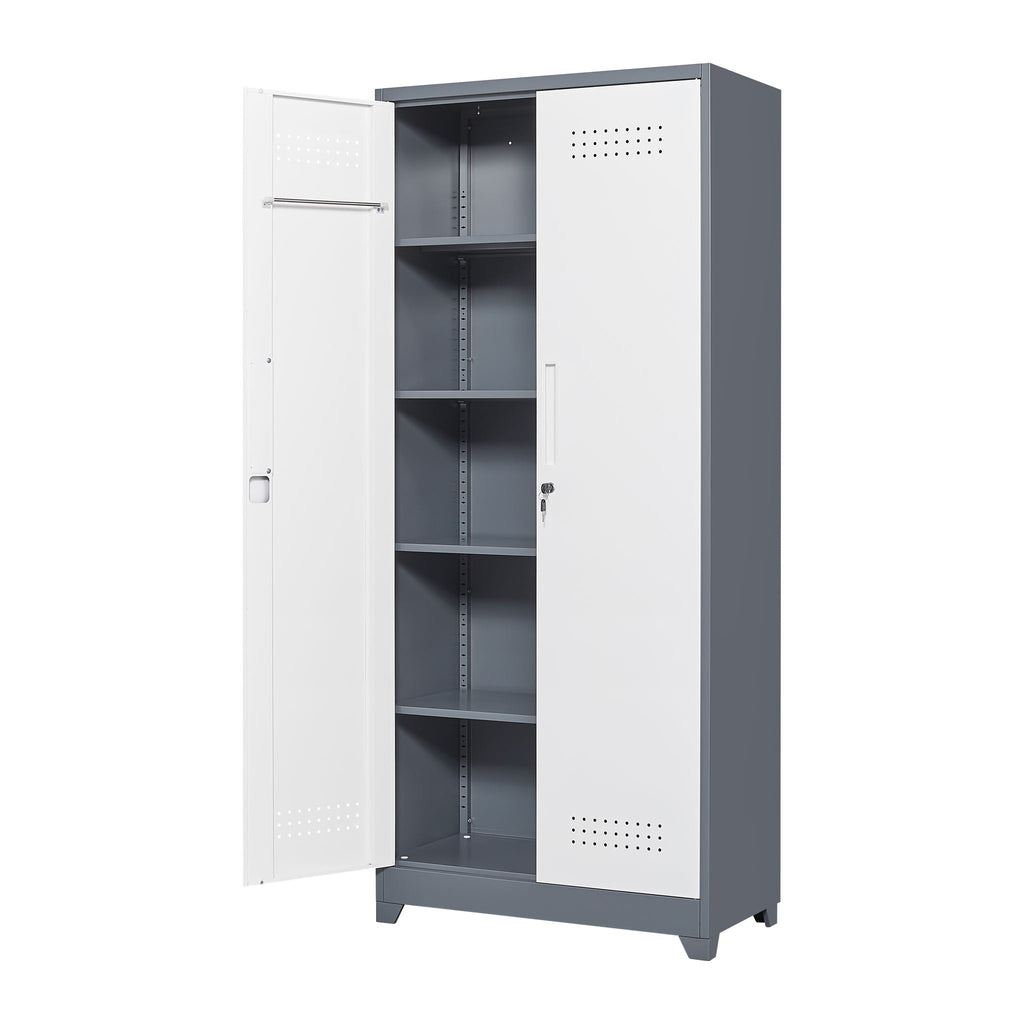Lockers With Locking Doors, Adjustable Shelves, High Broom Tool Storage Cabinet