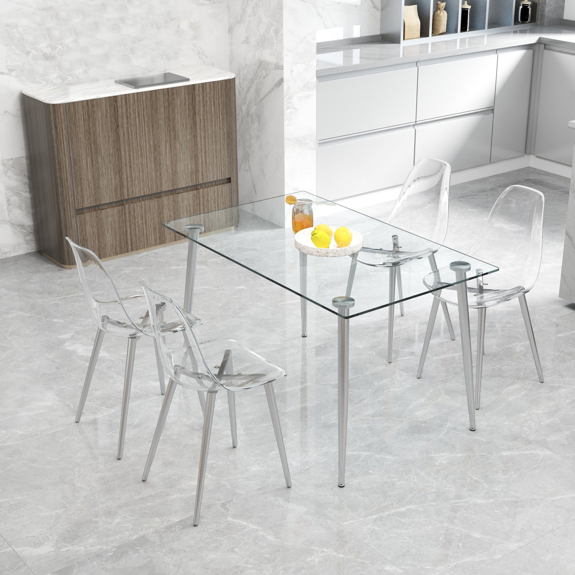 Modern Minimalist Transparent Dining Chair - 6-Piece Set