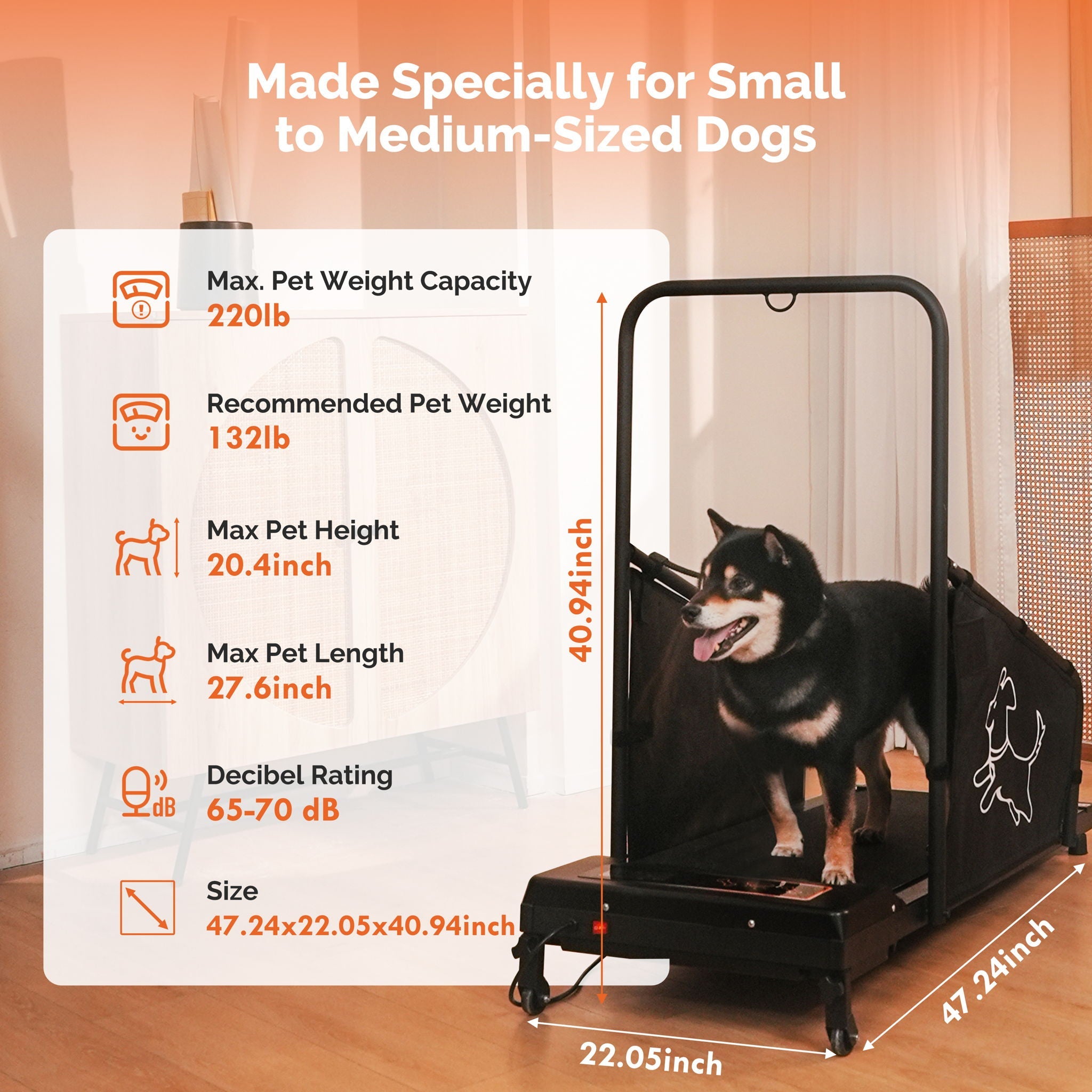Dog Treadmill For Medium Dogs Running Machine With Non Slip Belt And Remote Control - Black