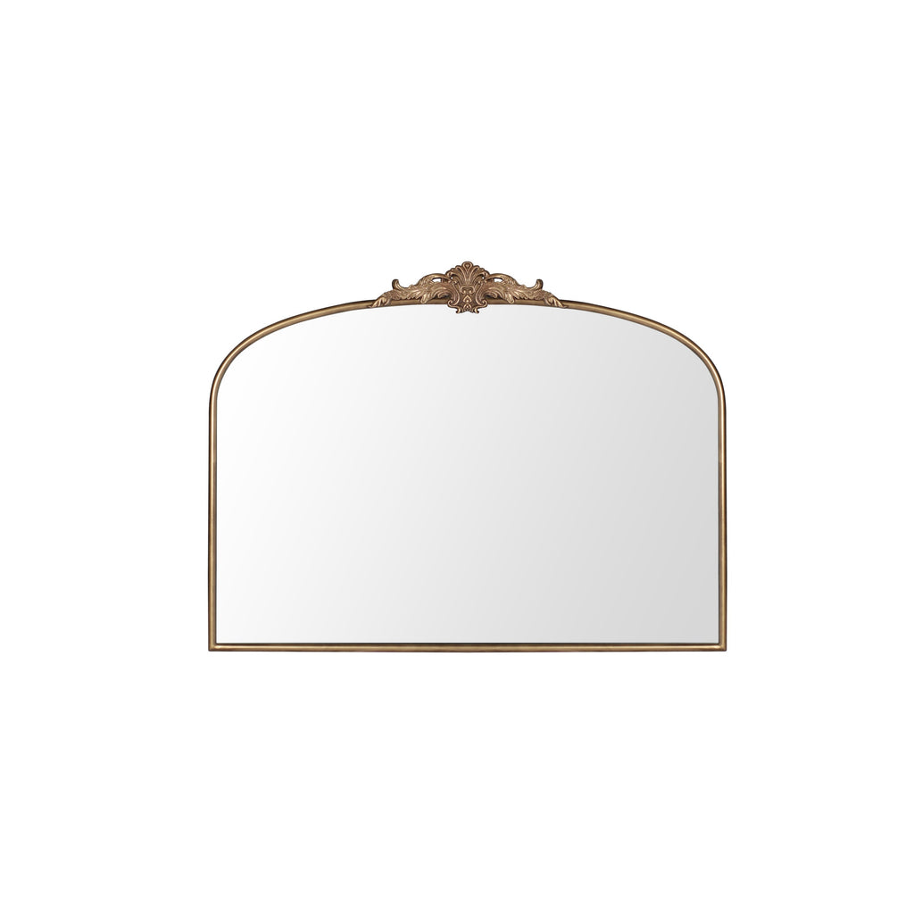 Vintage Arched Gold Mirror: 40'x30' Antique Brass Frame