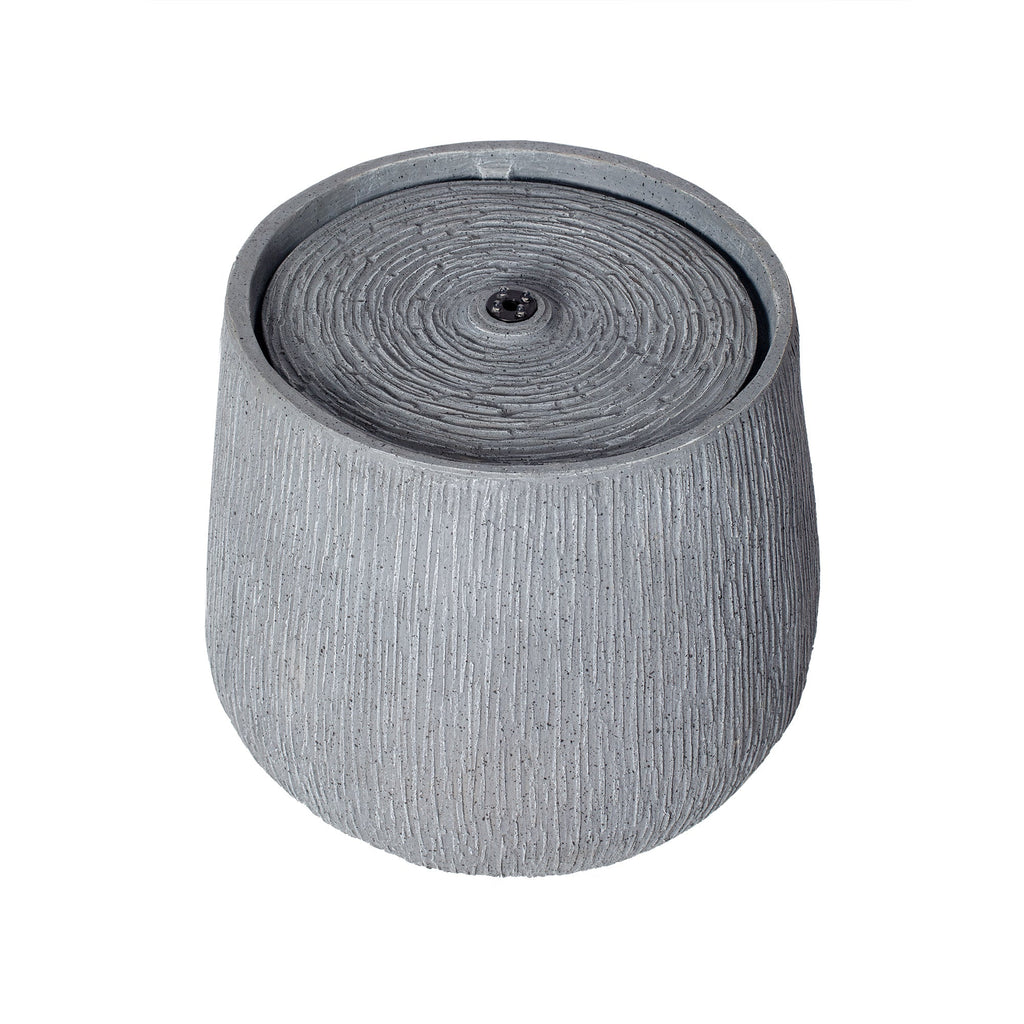 12.99" Gray Polyresin Outdoor Water Fountain with LED Light