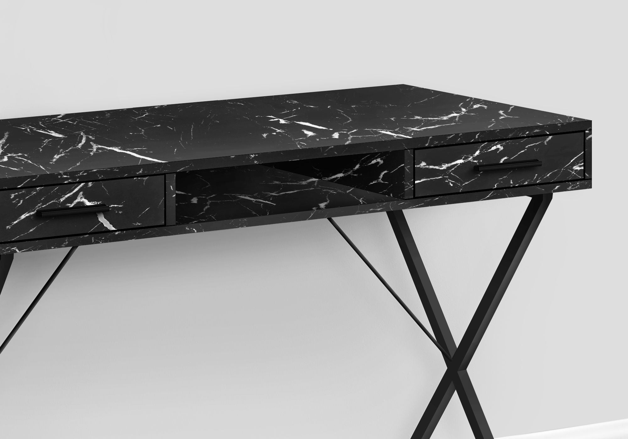 Computer Desk with Marble Look Laminate and Storage Drawers