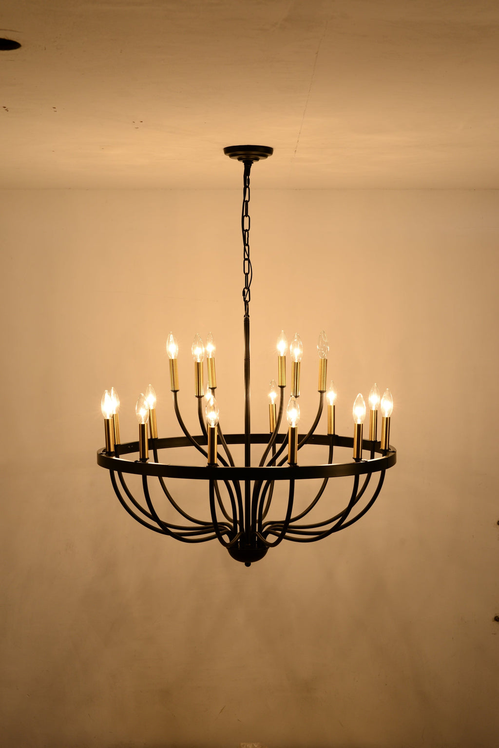 15-Light Industrial Iron Candle Chandelier Modern Farmhouse Pendant Light