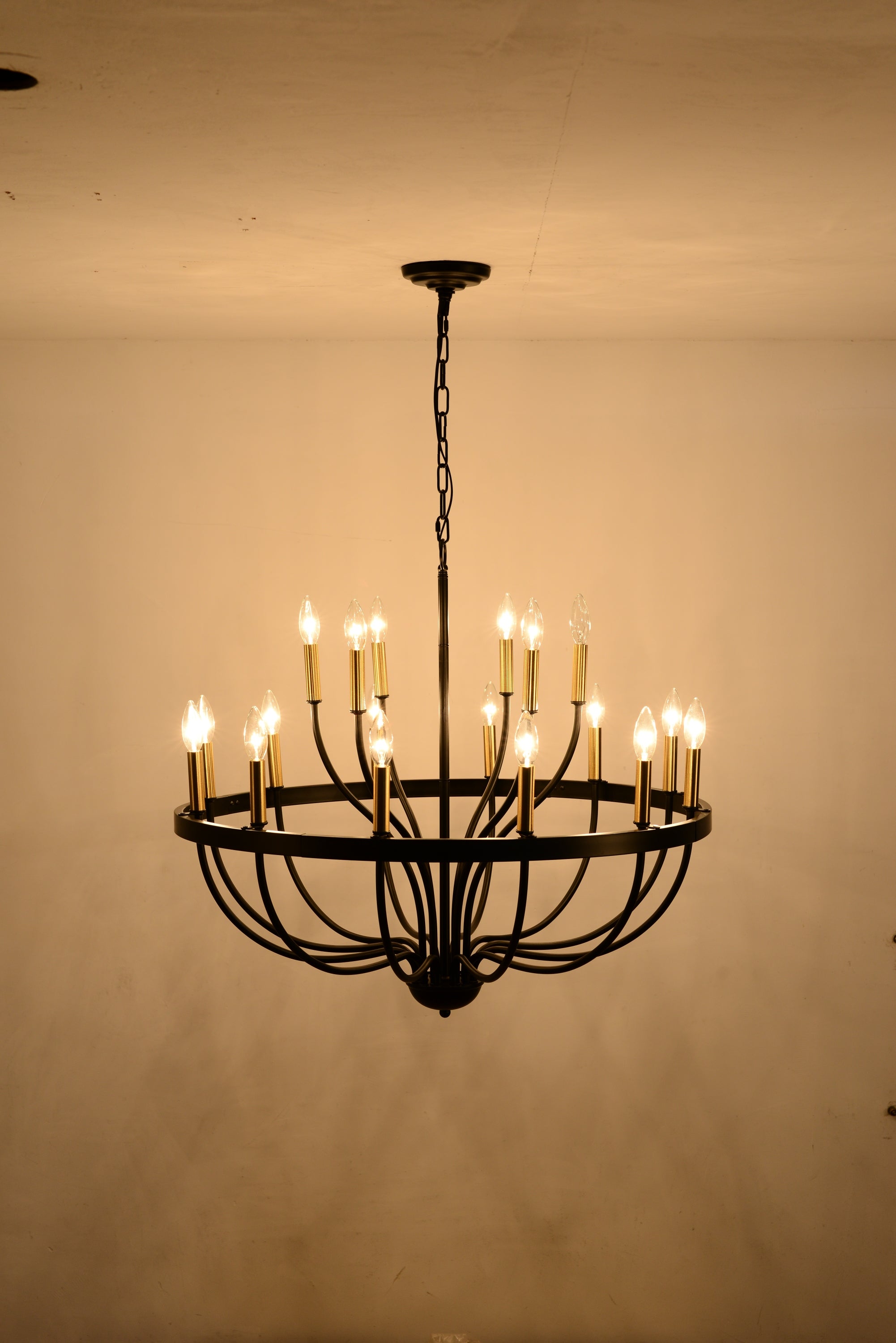 15-Light Industrial Iron Candle Chandelier Modern Farmhouse Pendant Light