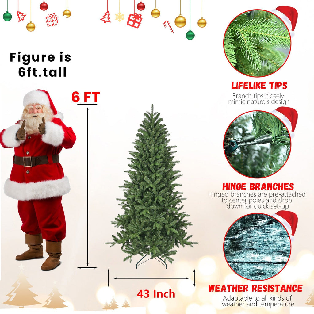 6ft Artificial Christmas Tree with 1168 Branch Tips