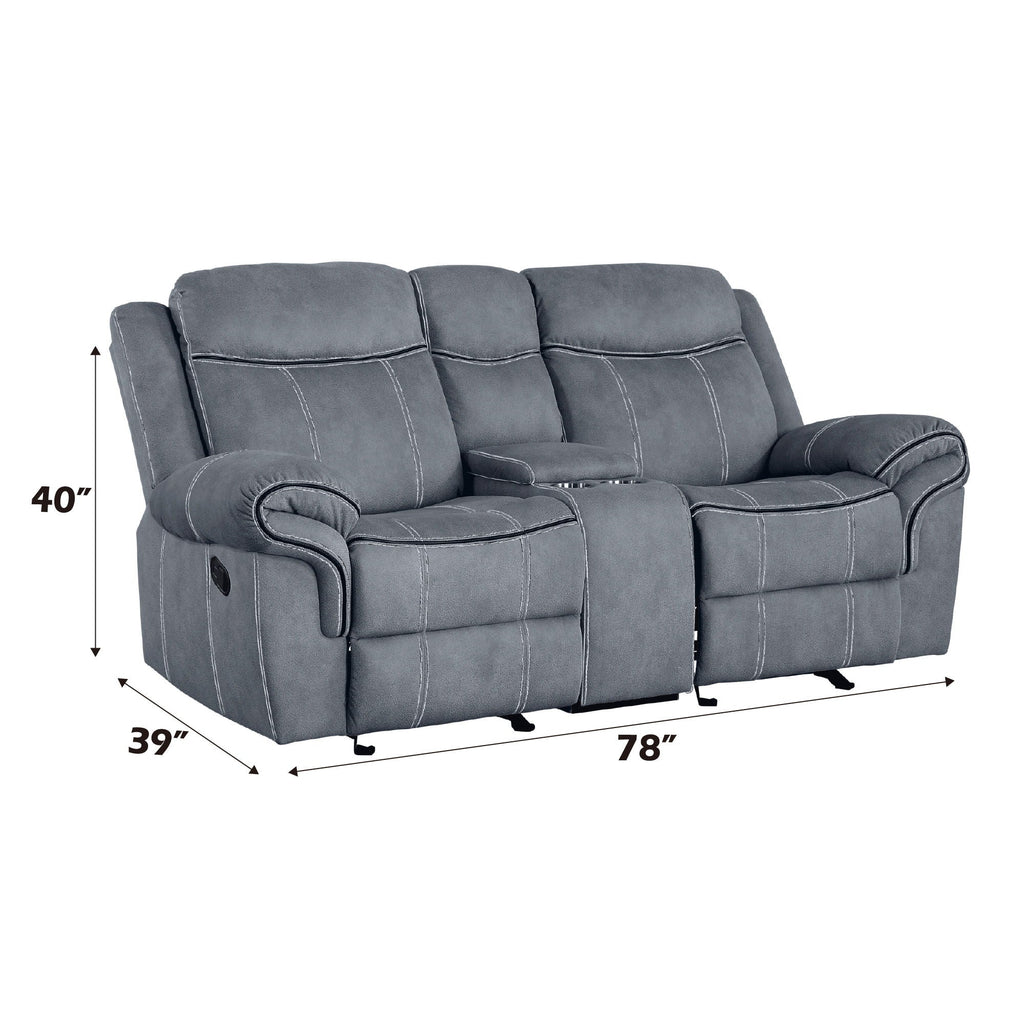 Zubaida Two Tone Recliner Loveseat with USB Port Console