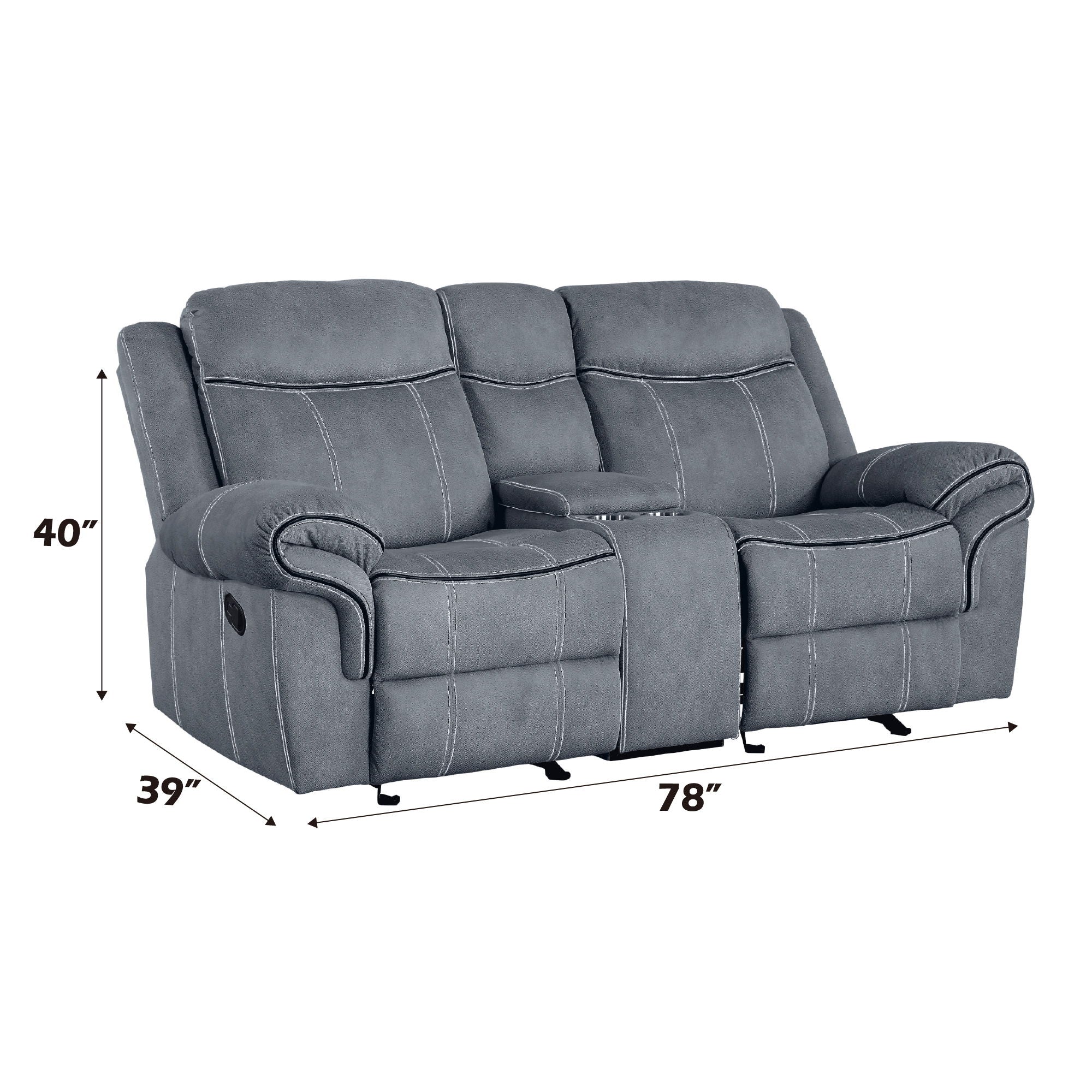 Zubaida Two Tone Recliner Loveseat with USB Port Console