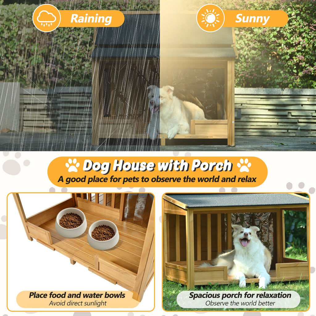 60.2 Inch Large Outdoor Dog House with Insulated Liner