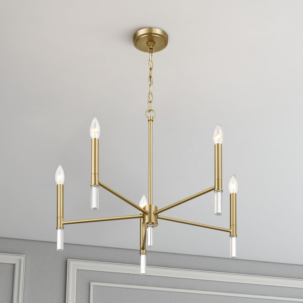 Courtyard - 5 Light Candle Chandelier - Clear / Gold