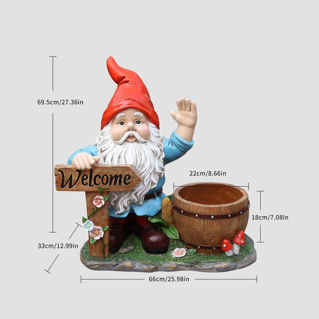 Outdoor Garden Sculpture Gnome Flower Pot Planter