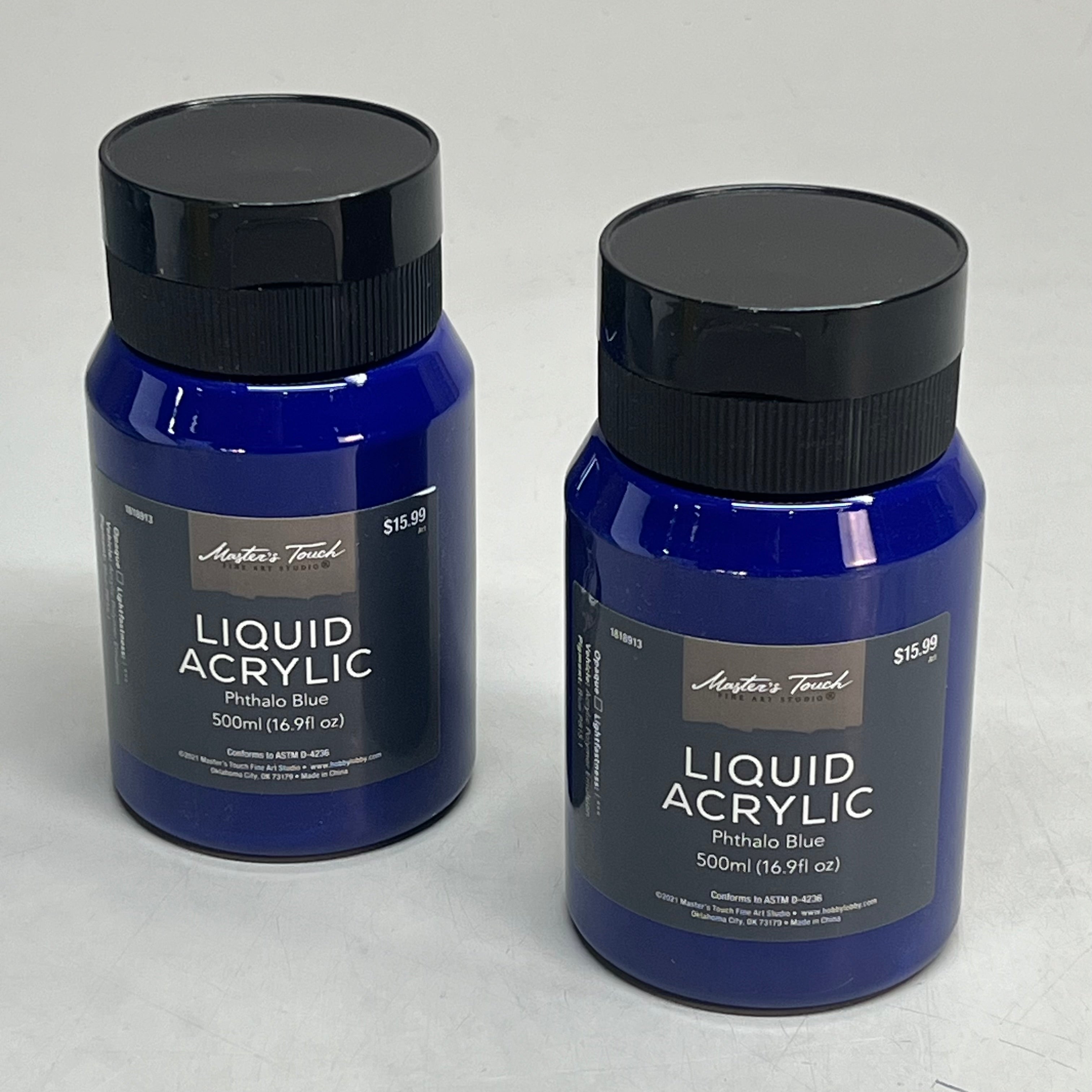MASTERS TOUCH (2 PACK) Liquid Acrylic Artist Paint 16.9 oz Phthalo Blue 1818913