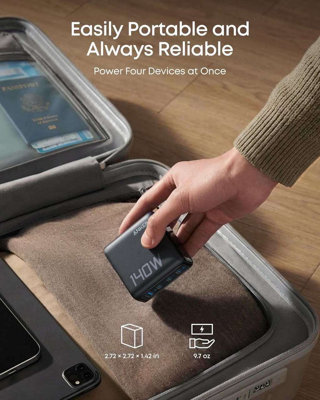 Anker Laptop Power Bank (25K, 165W, Built-In and Retractable Cables)