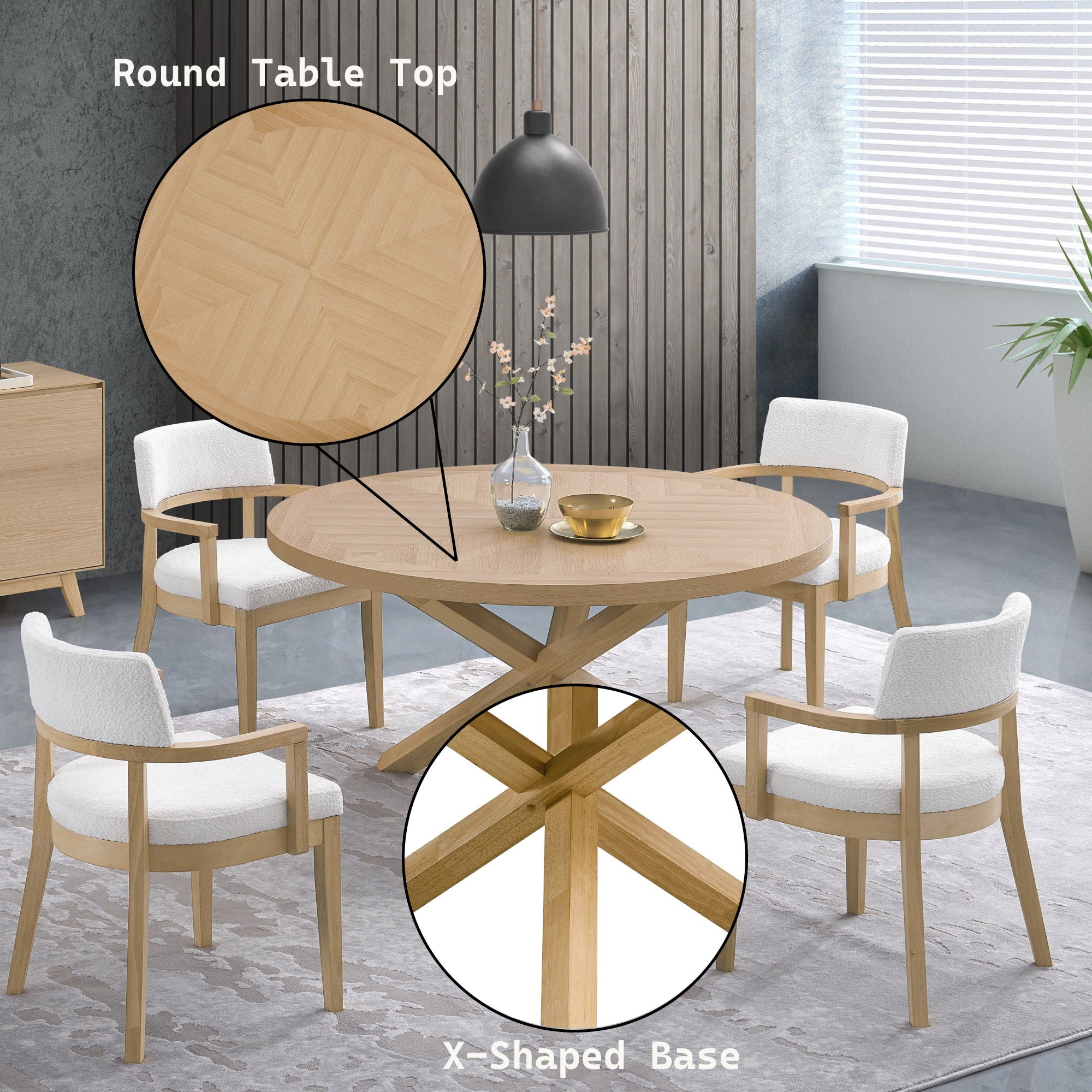 Kasem Round Table With Matching Chair Dining Room Set
