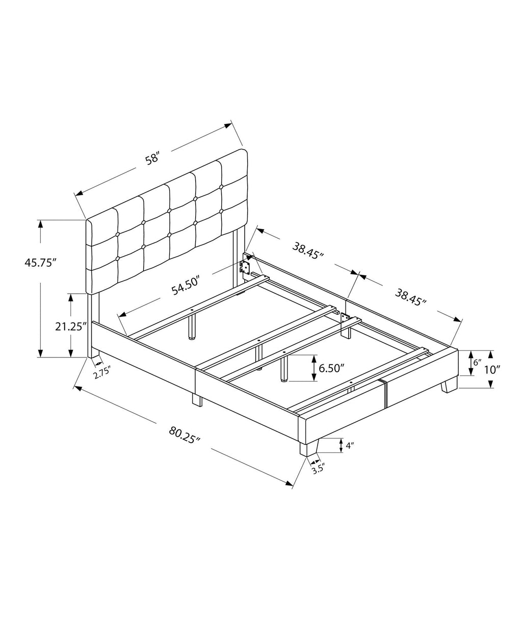 Transitional Upholstered Bed Frame