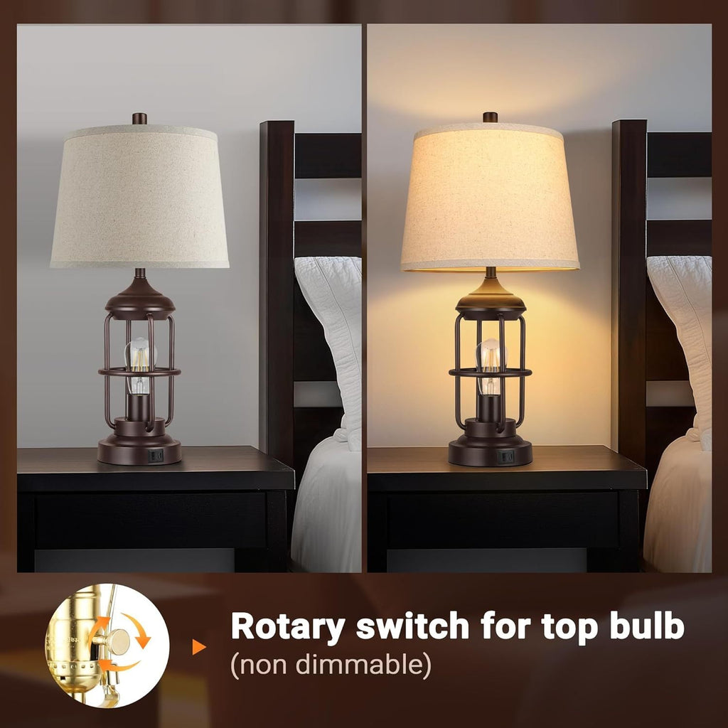 Table Lamp Set of 2 with USB Ports, Touch Control, and 3-Way Dimmable Light