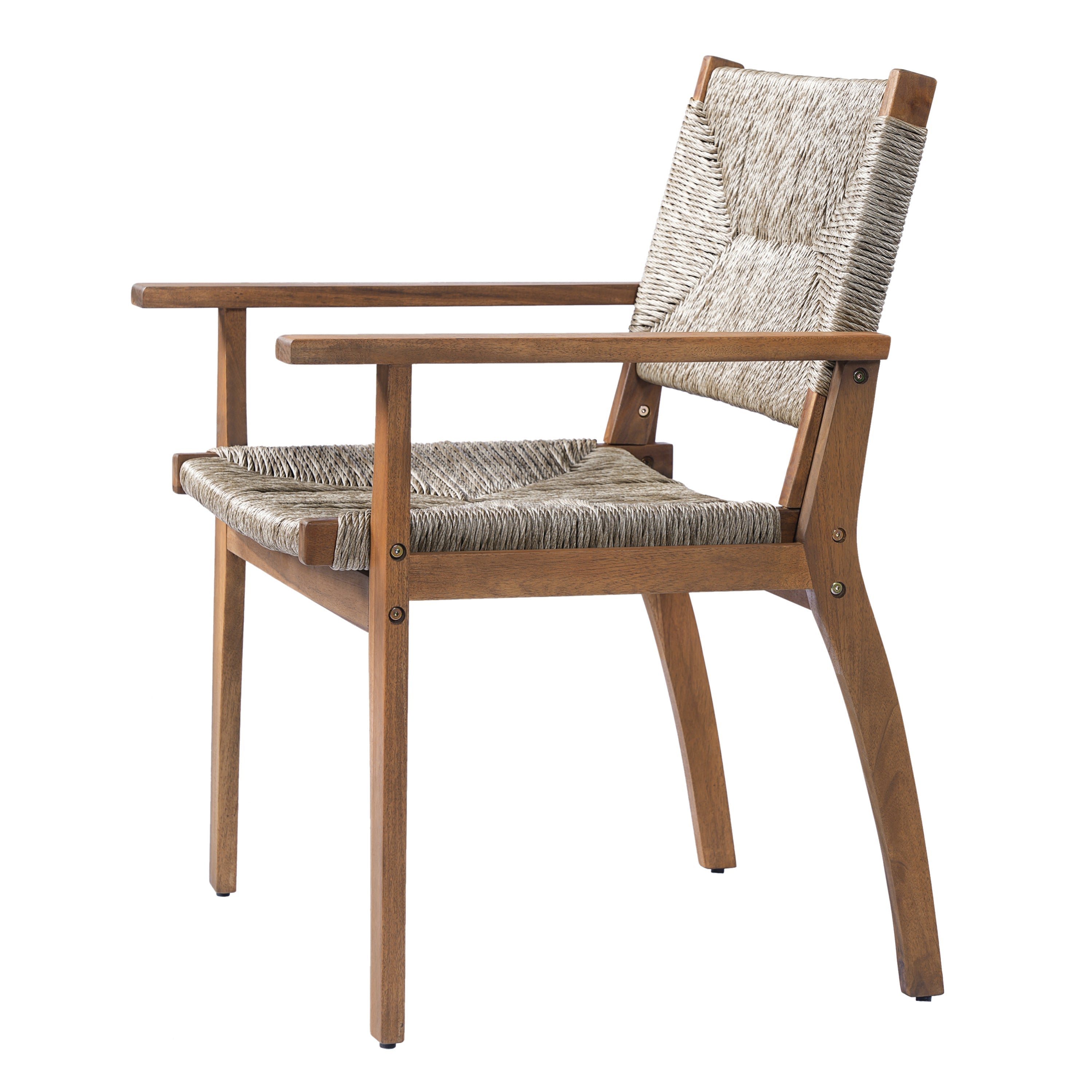 Durable Outdoor Dining Chair Set with Acacia Wood Frame and Wicker Seat