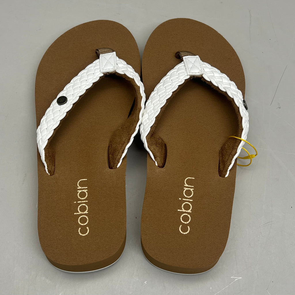 COBIAN Braided Bounce Synthetic Leather Sandals Women's Sz 7 EU 37 White BRB10-100-7