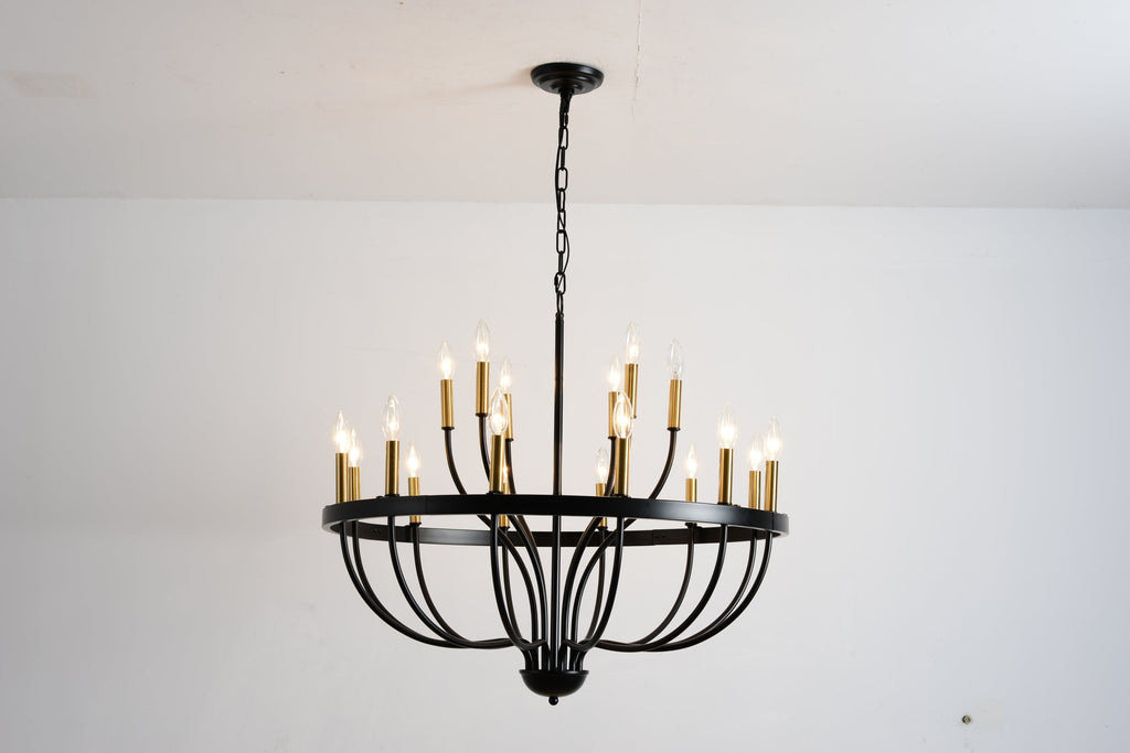 15-Light Industrial Iron Candle Chandelier Modern Farmhouse Pendant Light