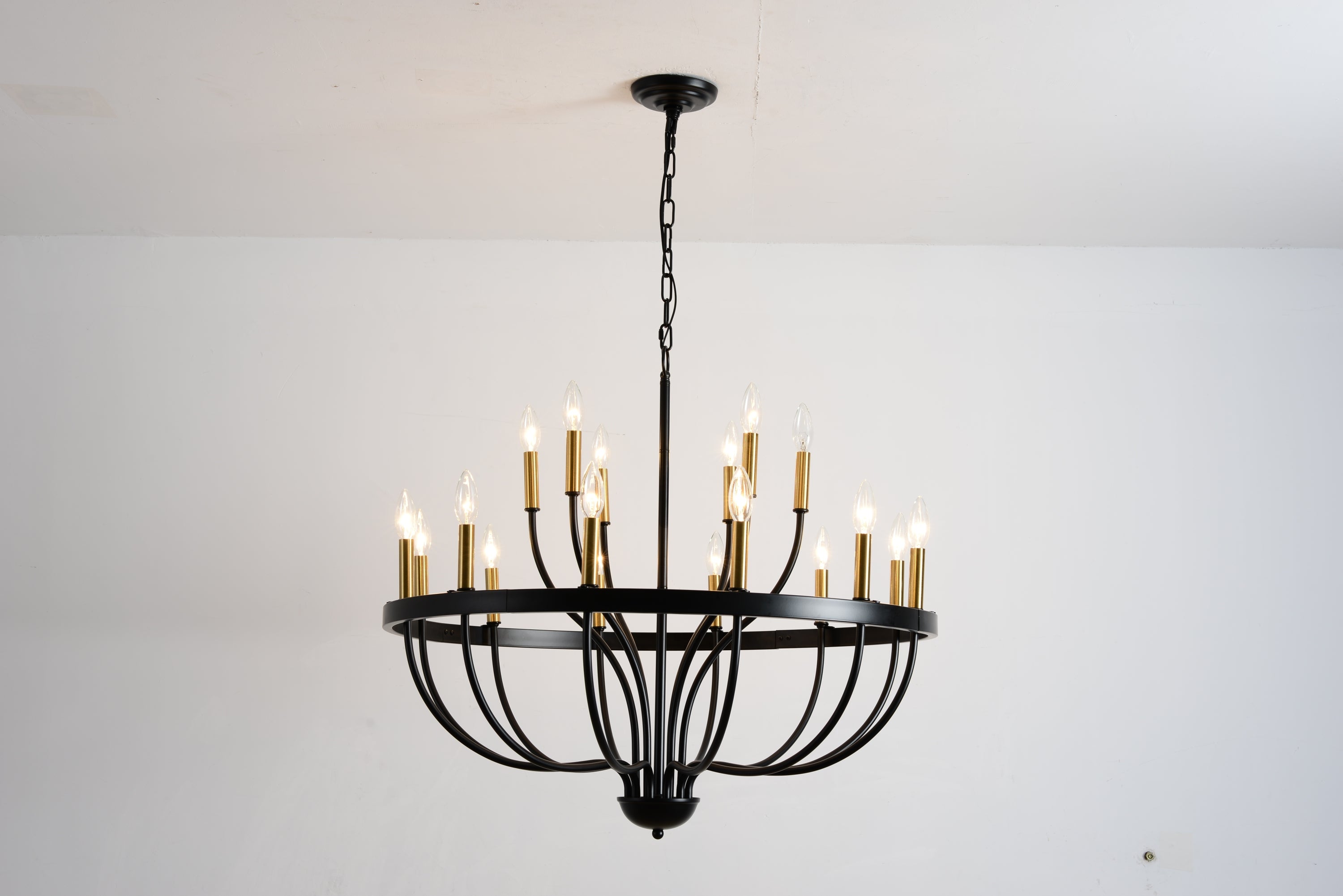 15-Light Industrial Iron Candle Chandelier Modern Farmhouse Pendant Light