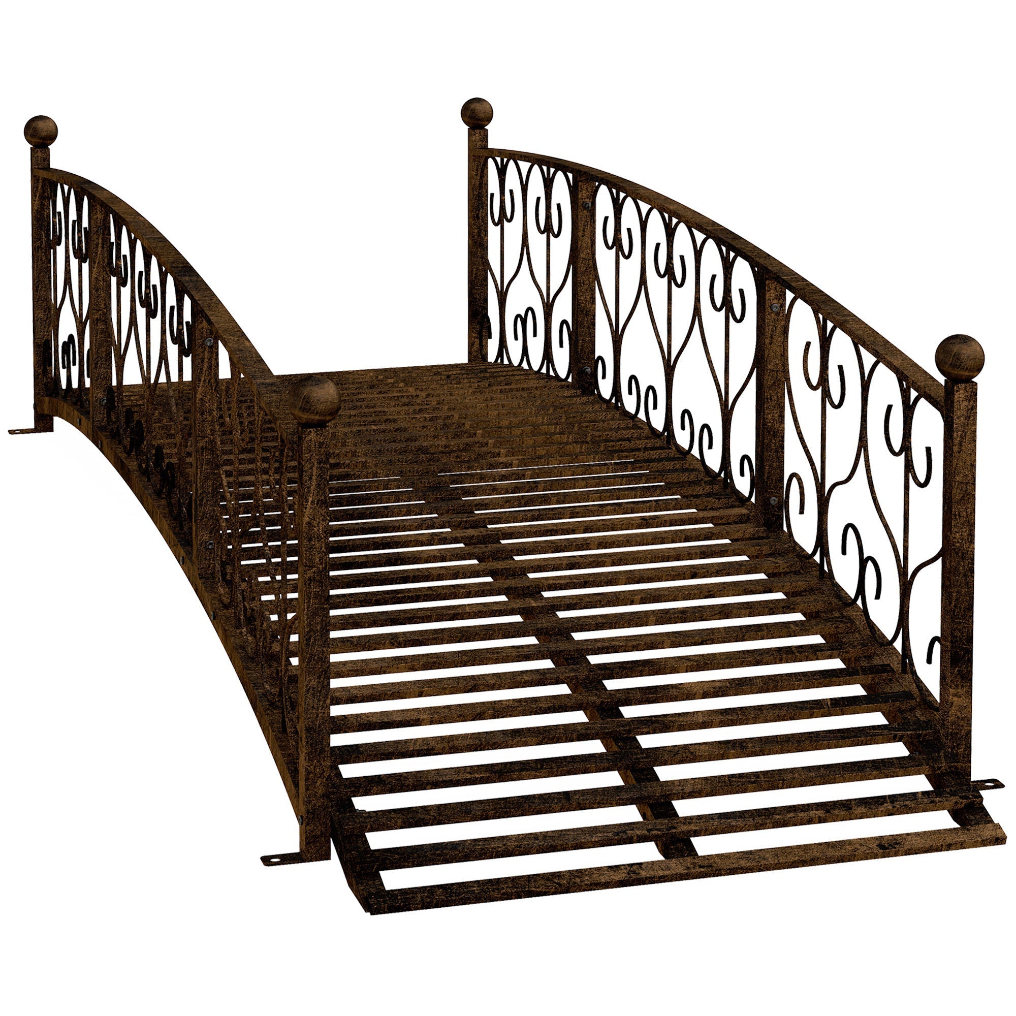 Outsunny 7' Metal Arch Garden Bridge with Safety Siderails