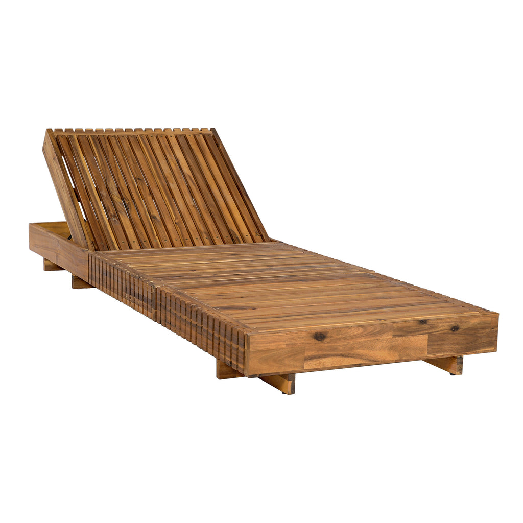Lounge Chaise Set, Acacia Solid Wood with Cream Lounge Cushion