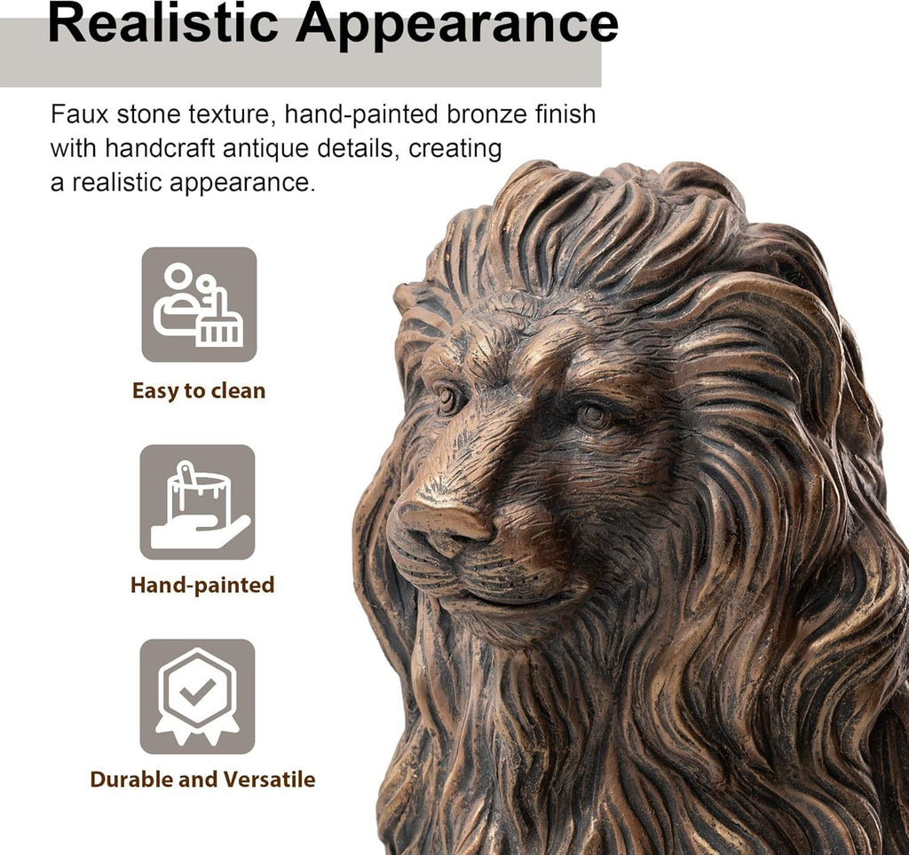 20.5" Resin Lion Statue, Outdoor and Indoor Decorative Sculpture