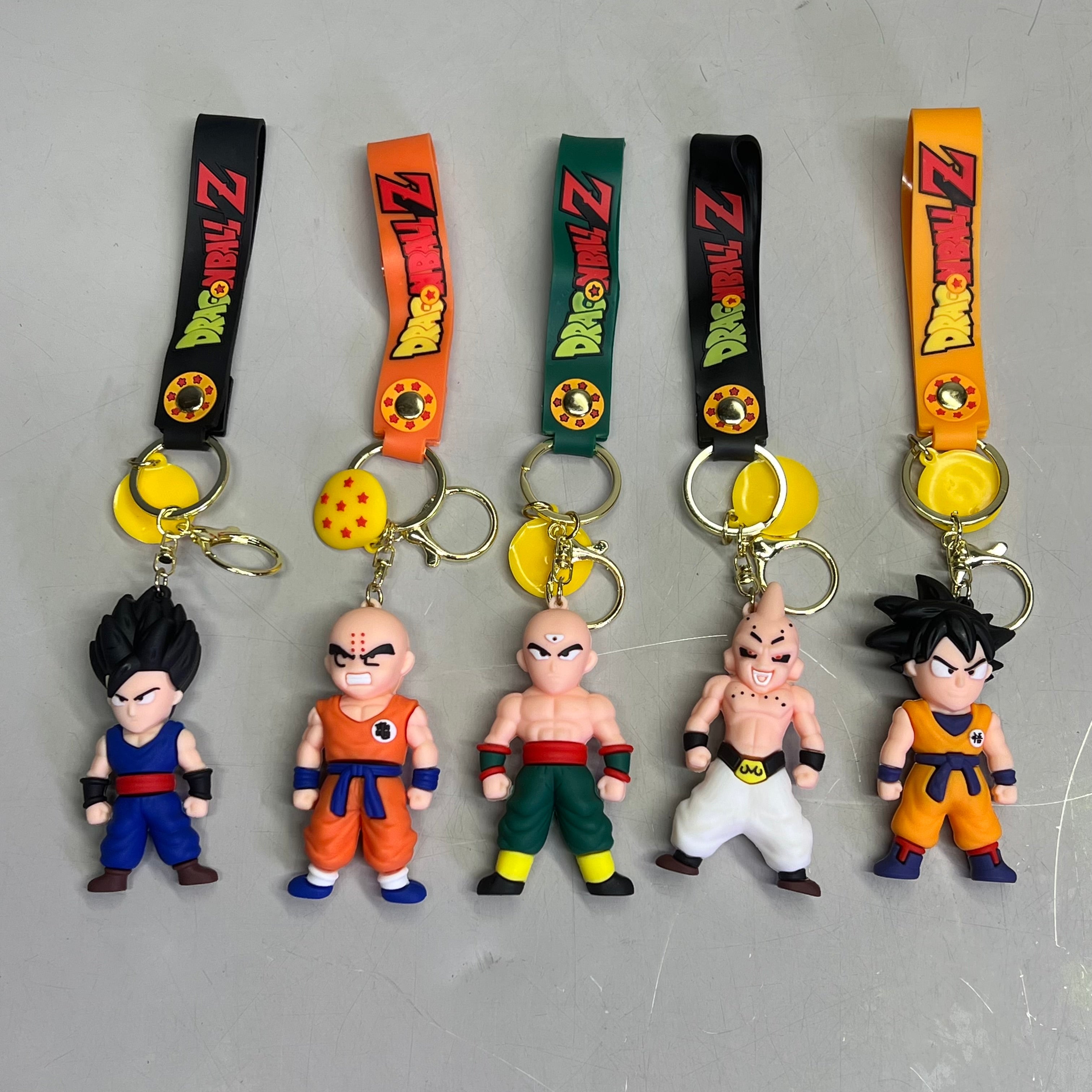 DRAGON BALL Z  (12 PACK) Assorted Anime Characters Keychain w/ Wrist Band 9"
