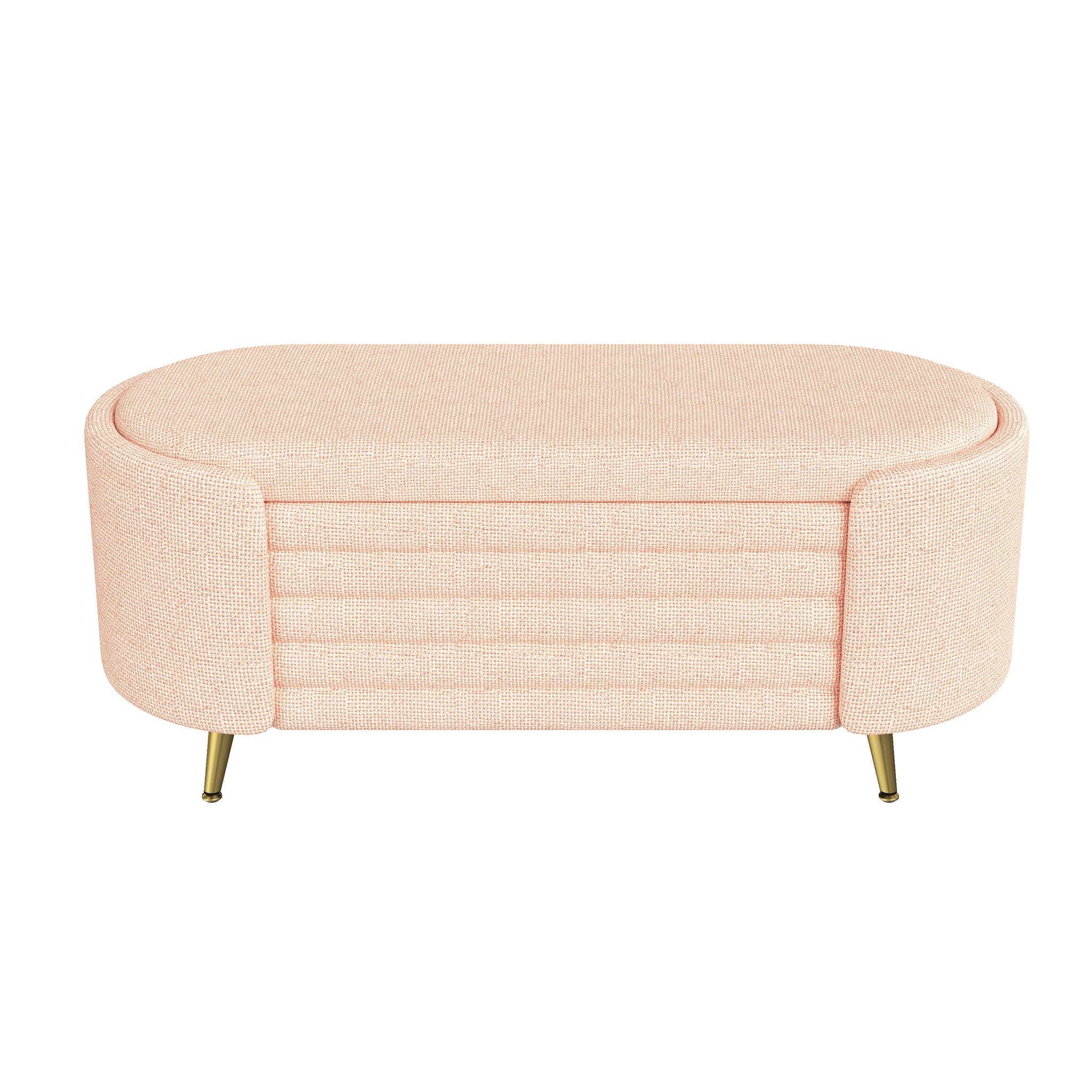 Modern Oval Storage Ottoman With Upholstery