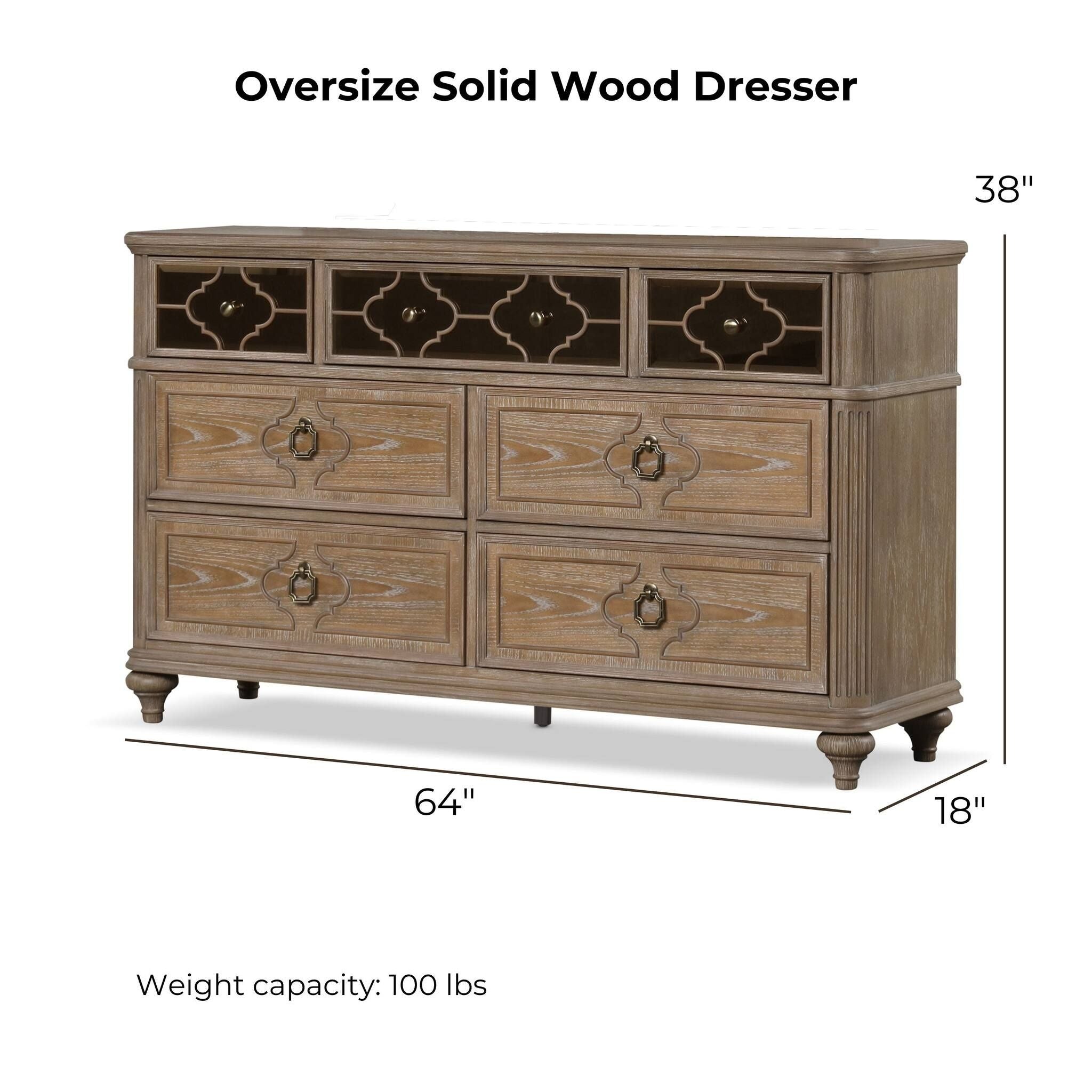 1 Piece Oak Dresser with Dovetail Drawers