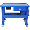 Mobile Tear Down Table With 3.5 Gallon Parts Washer And 110V Pump - Blue