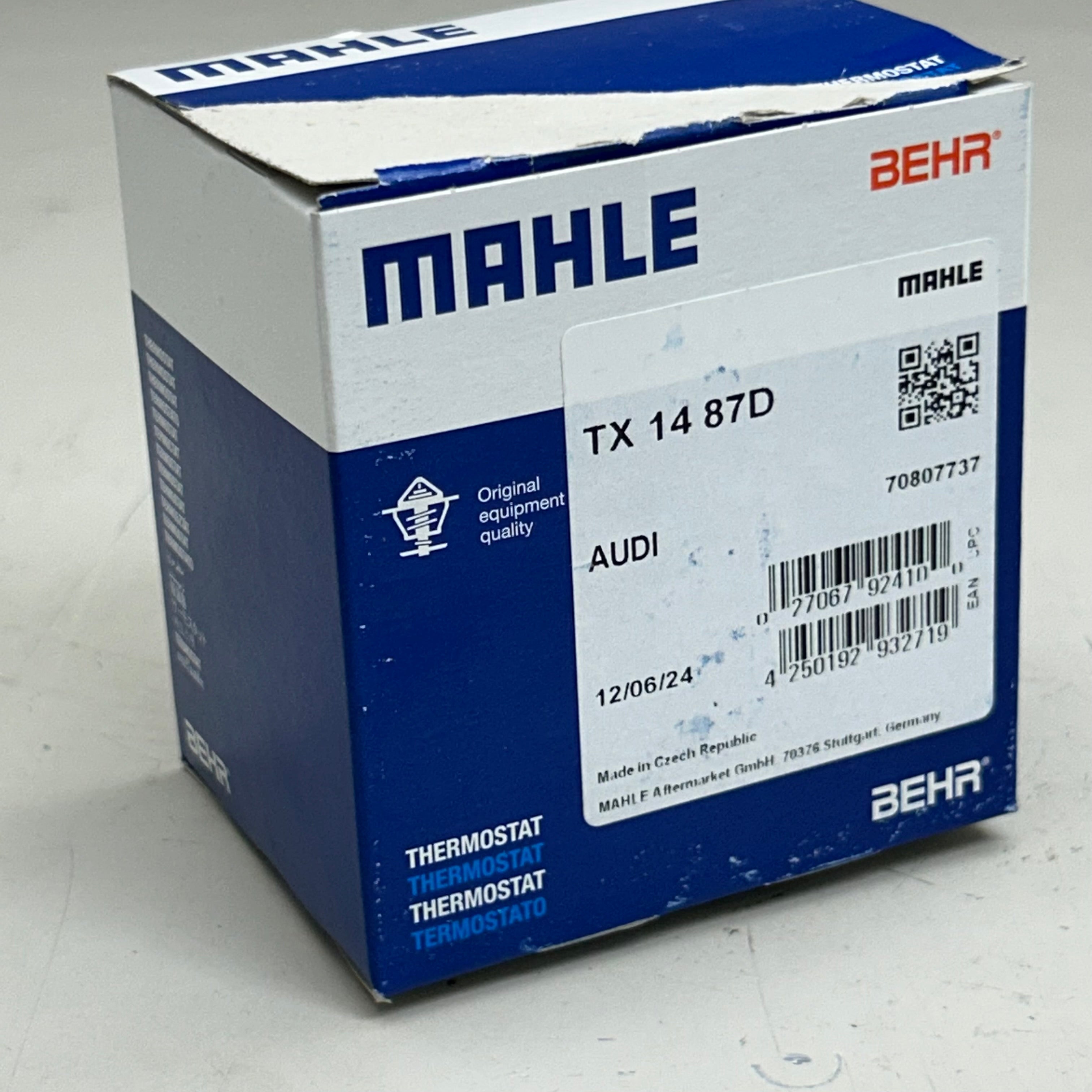 MAHLE Engine Coolant Thermostat Replacement Part For Audi & Volkswagen TX1487D