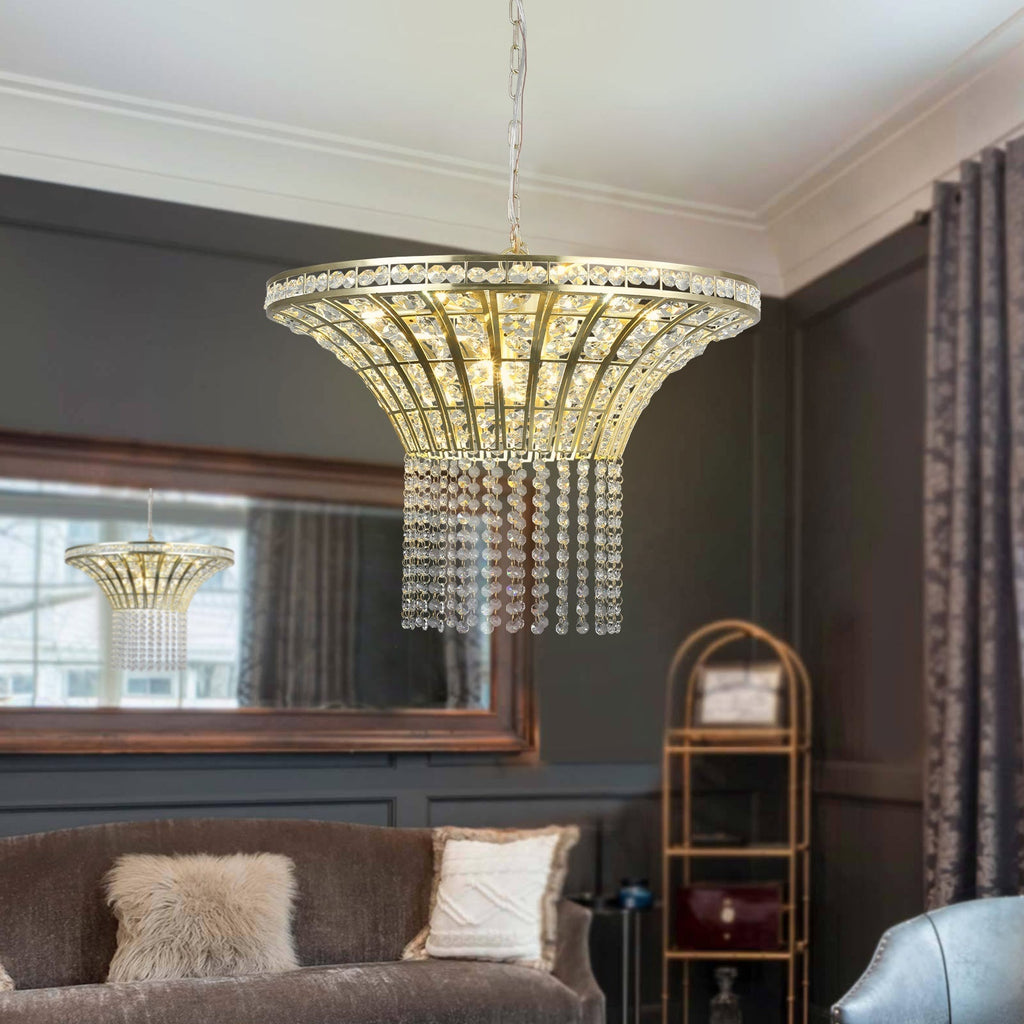 8-Light 23.6' Wide Crystal Waterfall Chandelier