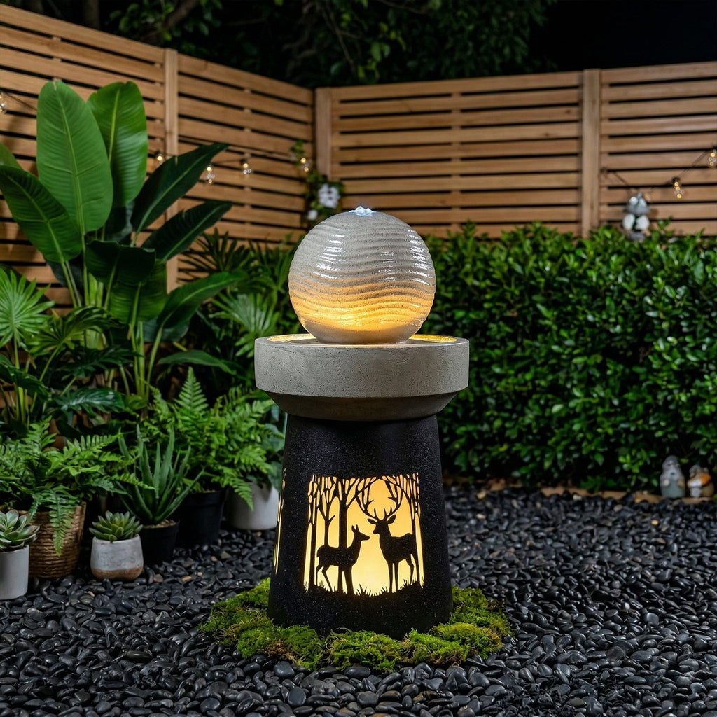 Outdoor Garden Lantern with Warm LED Light Deer Silhouette