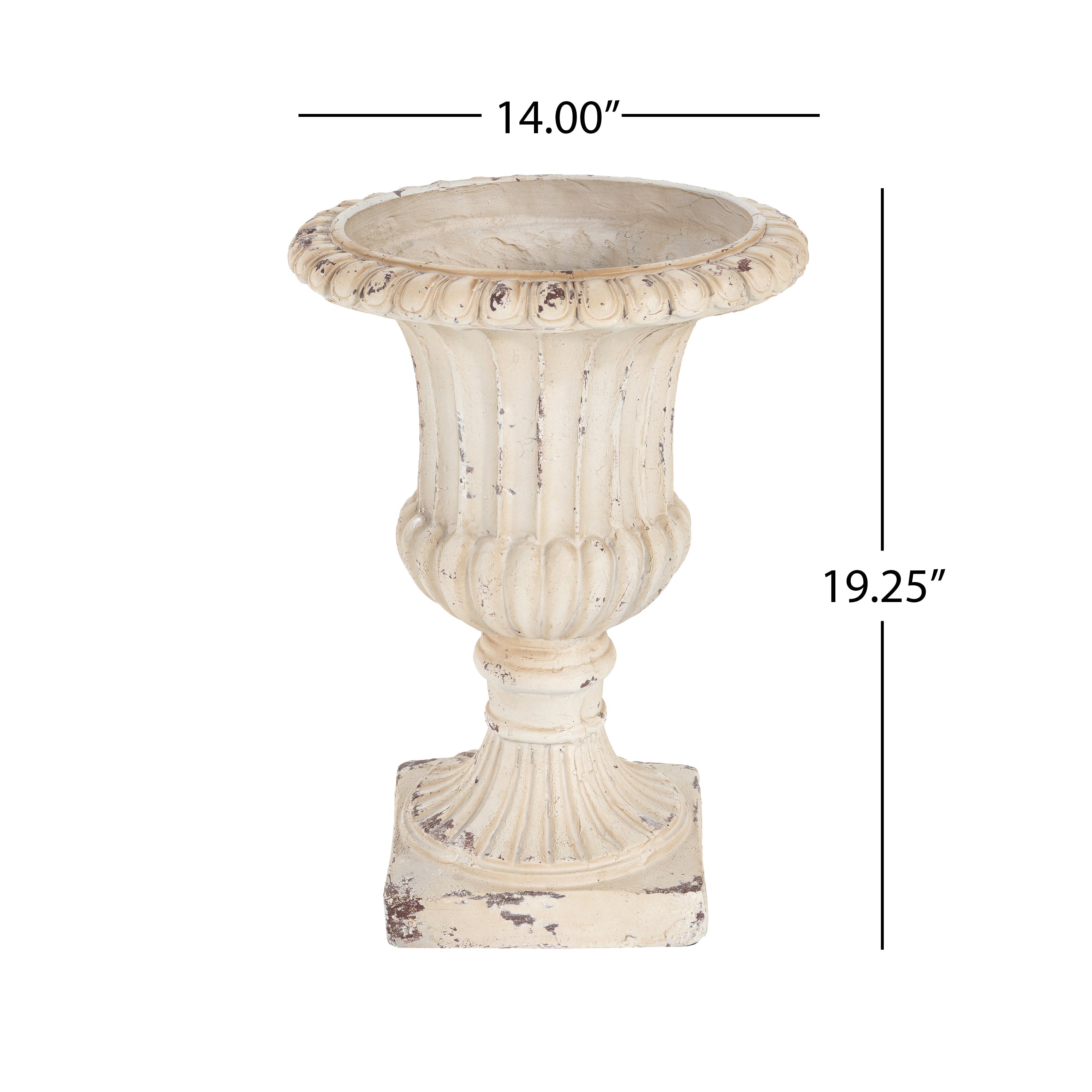 MGO Garden Urn, Antique White, 19.25'' H