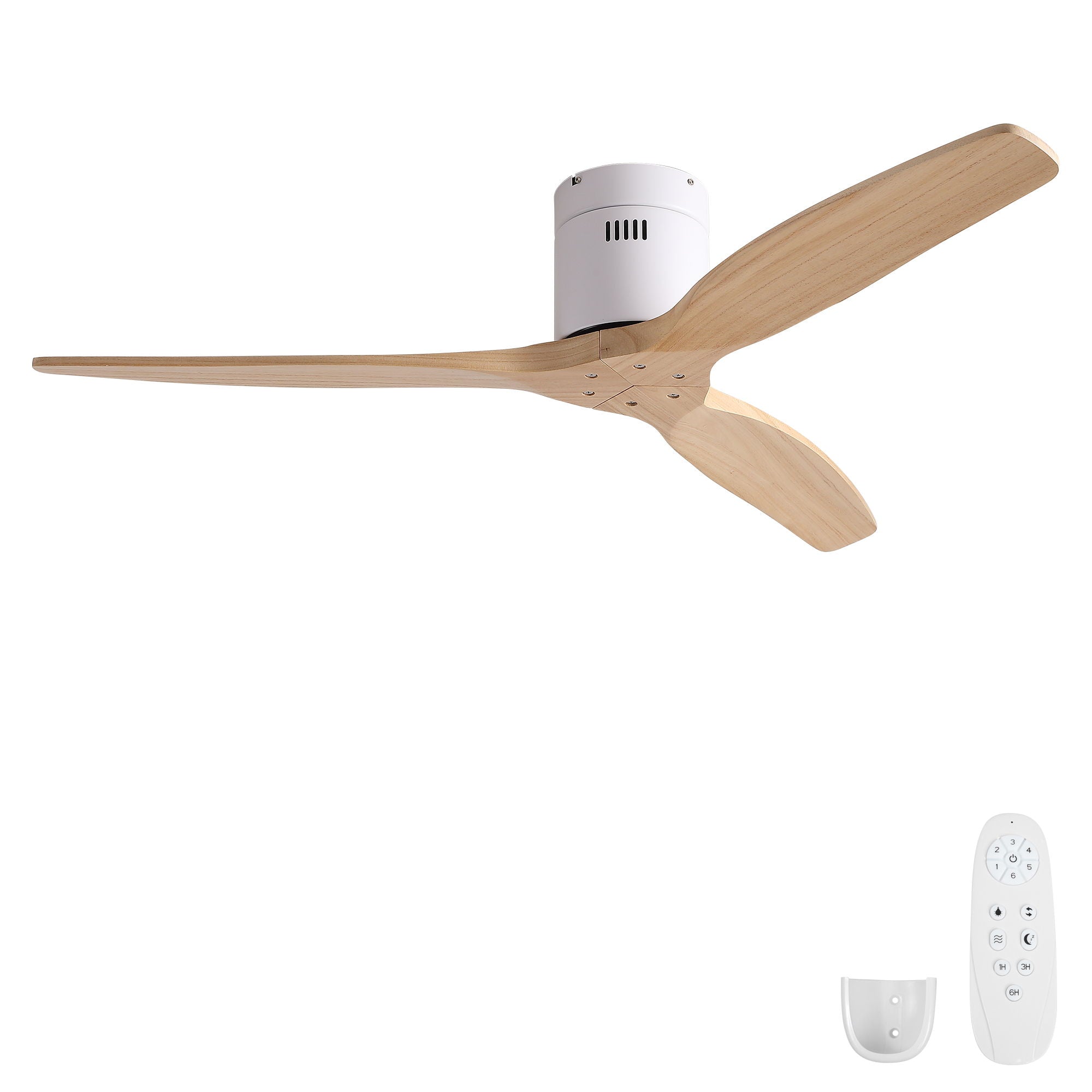 Low Profile Flush Ceiling Fan Without Light - Matte White / White